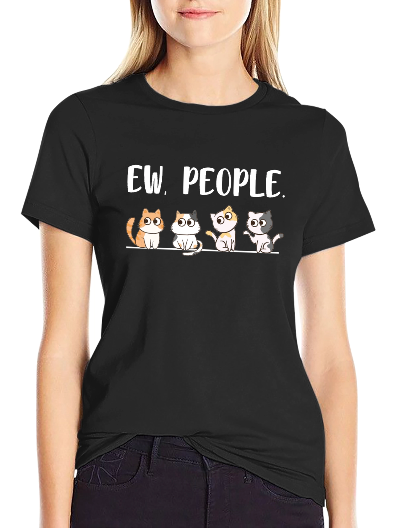 Ew People Cats Graphic T-Shirt - Unisex Cotton Tee