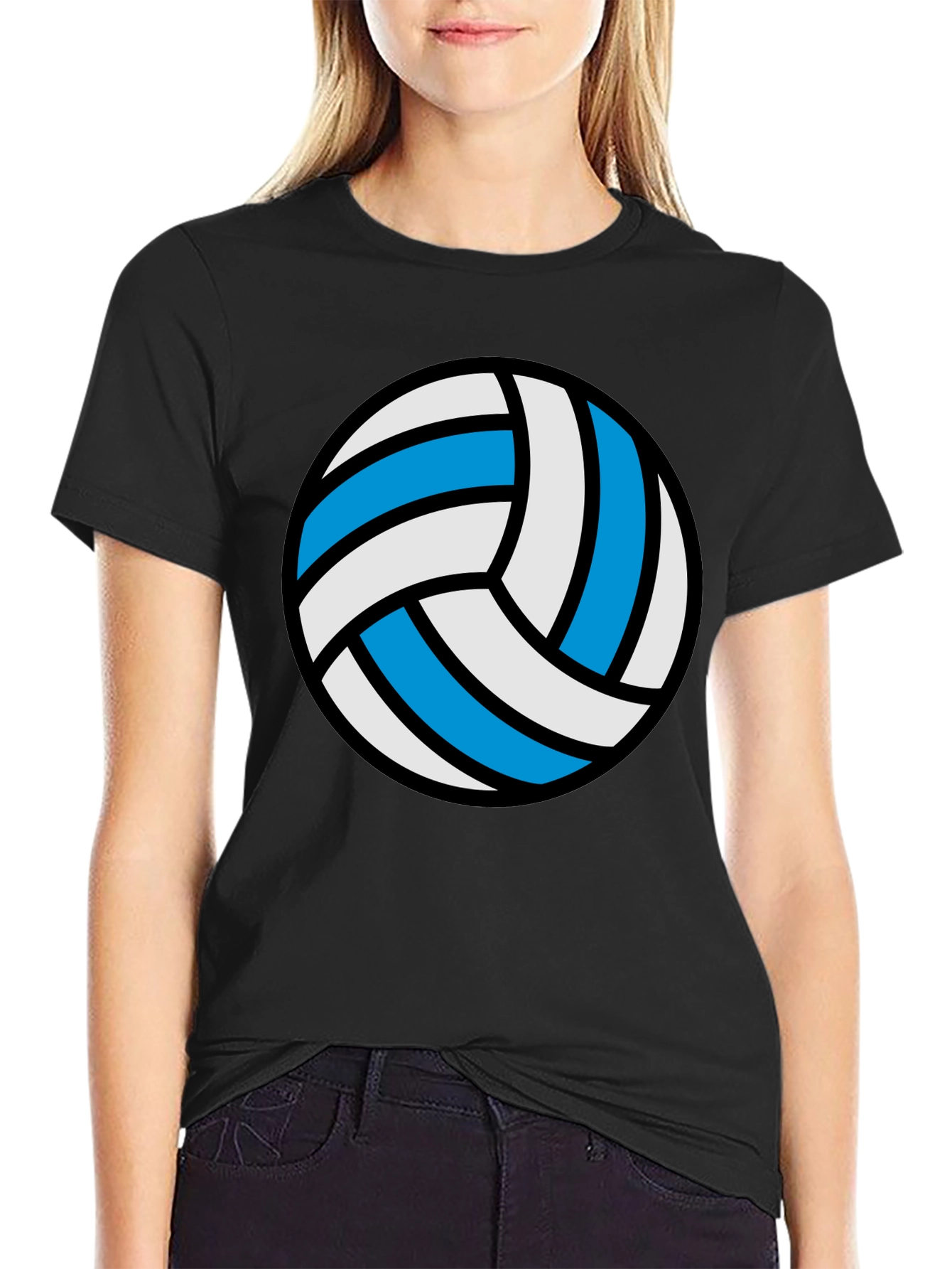 Volleyball Graphic Tee - Black Cotton Shirt