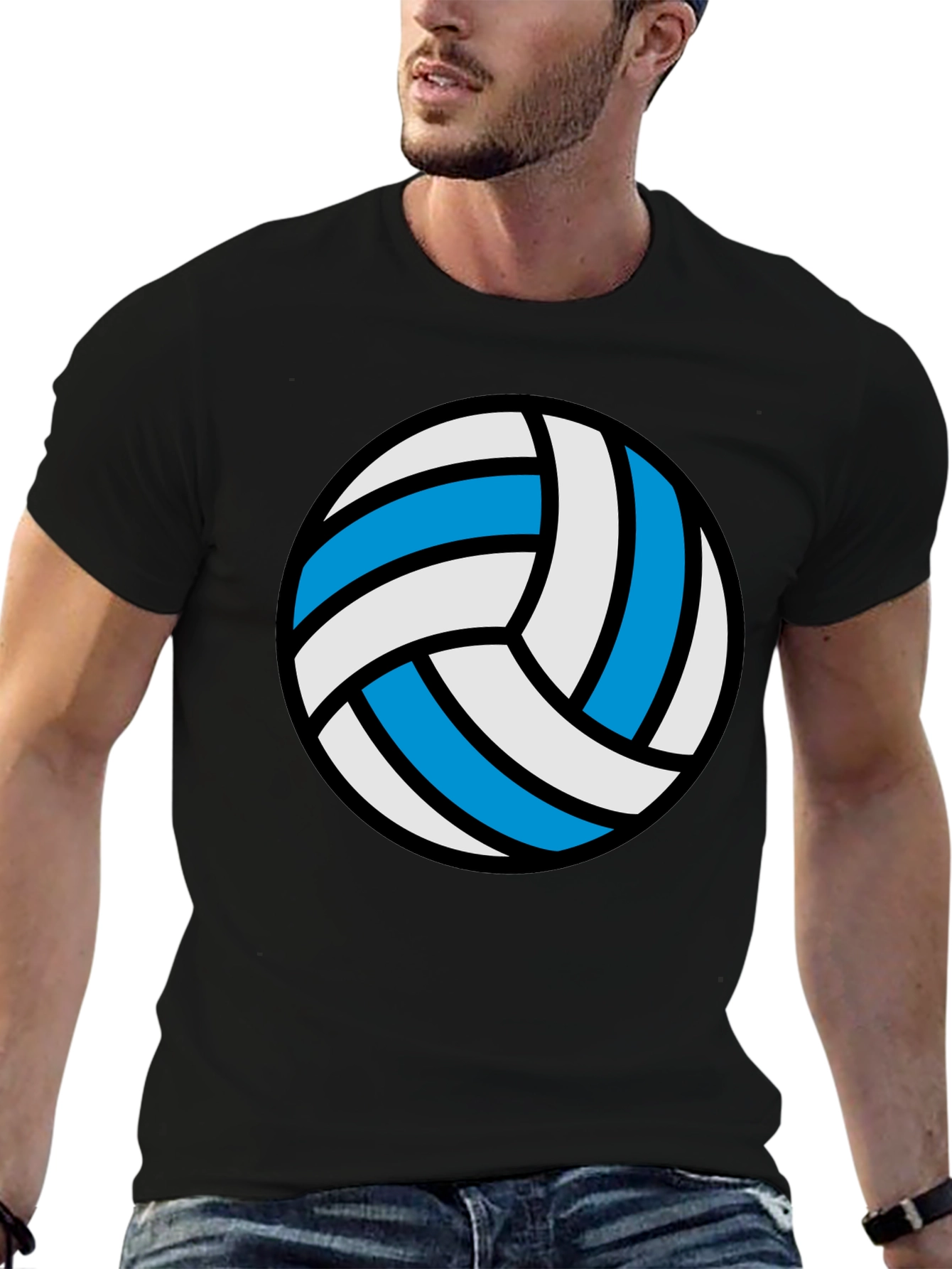 Volleyball Graphic Tee - Black Cotton Shirt