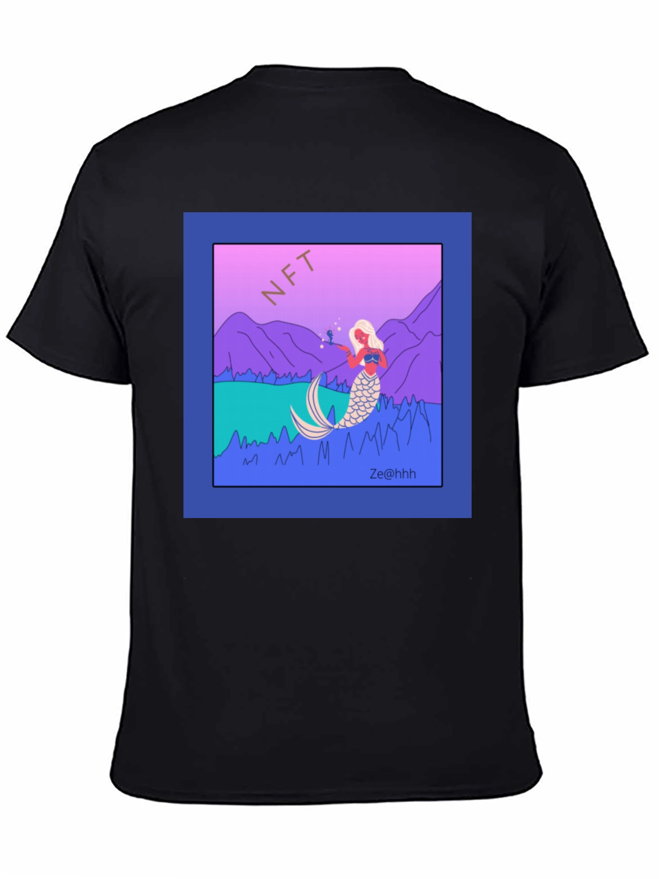 NFT Mermaid Graphic T-Shirt - Black