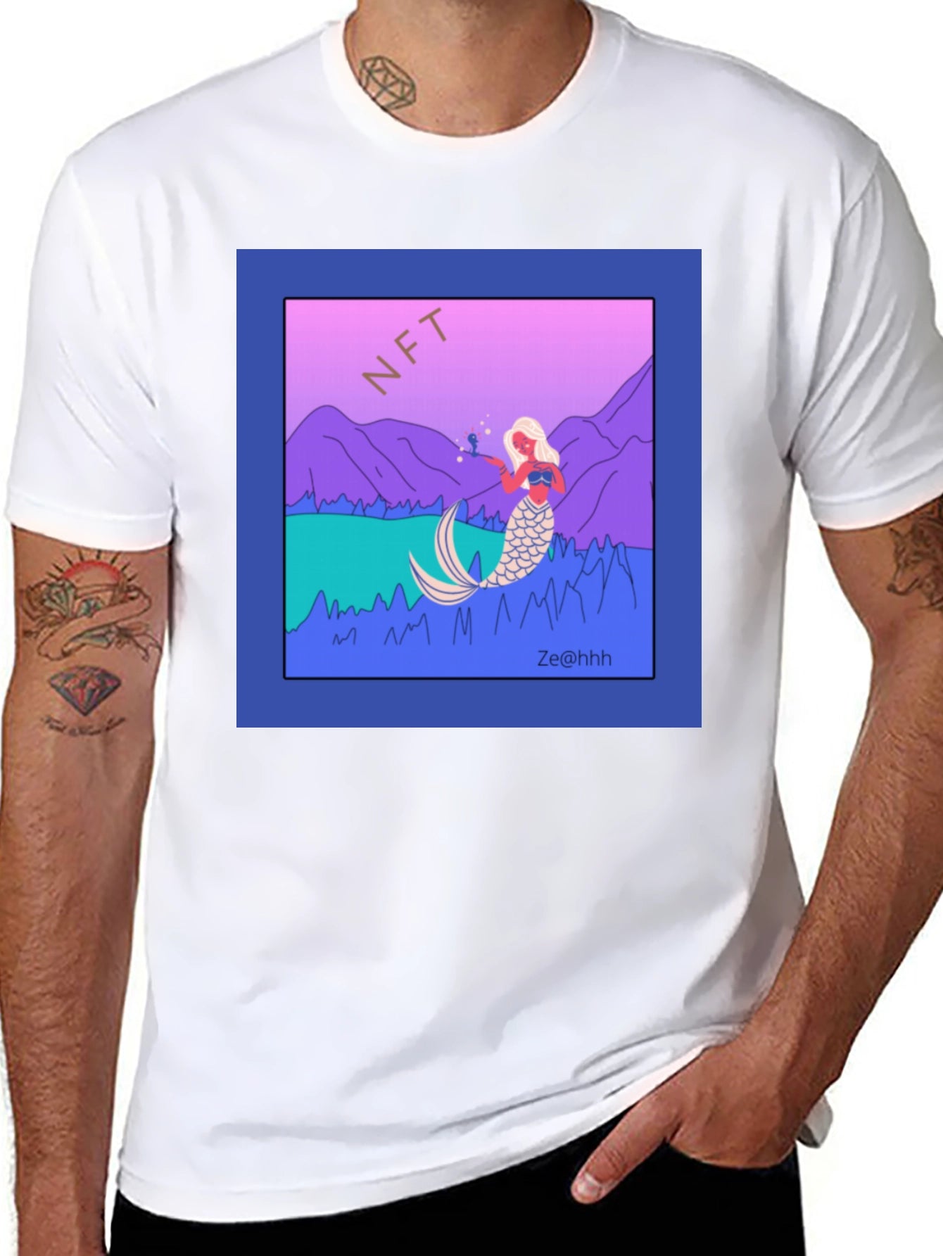 NFT Mermaid Graphic T-Shirt - Black
