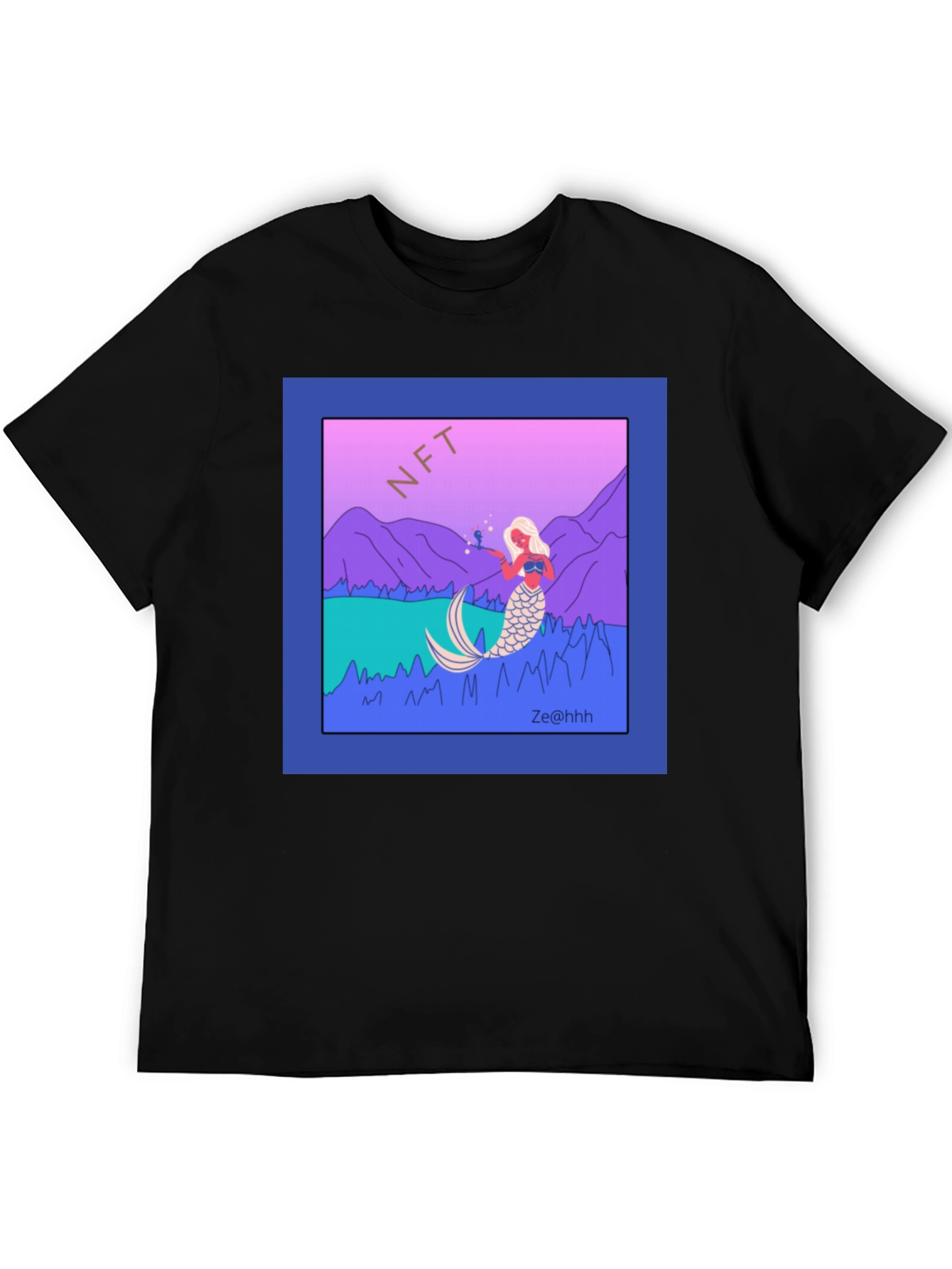 NFT Mermaid Graphic T-Shirt - Black