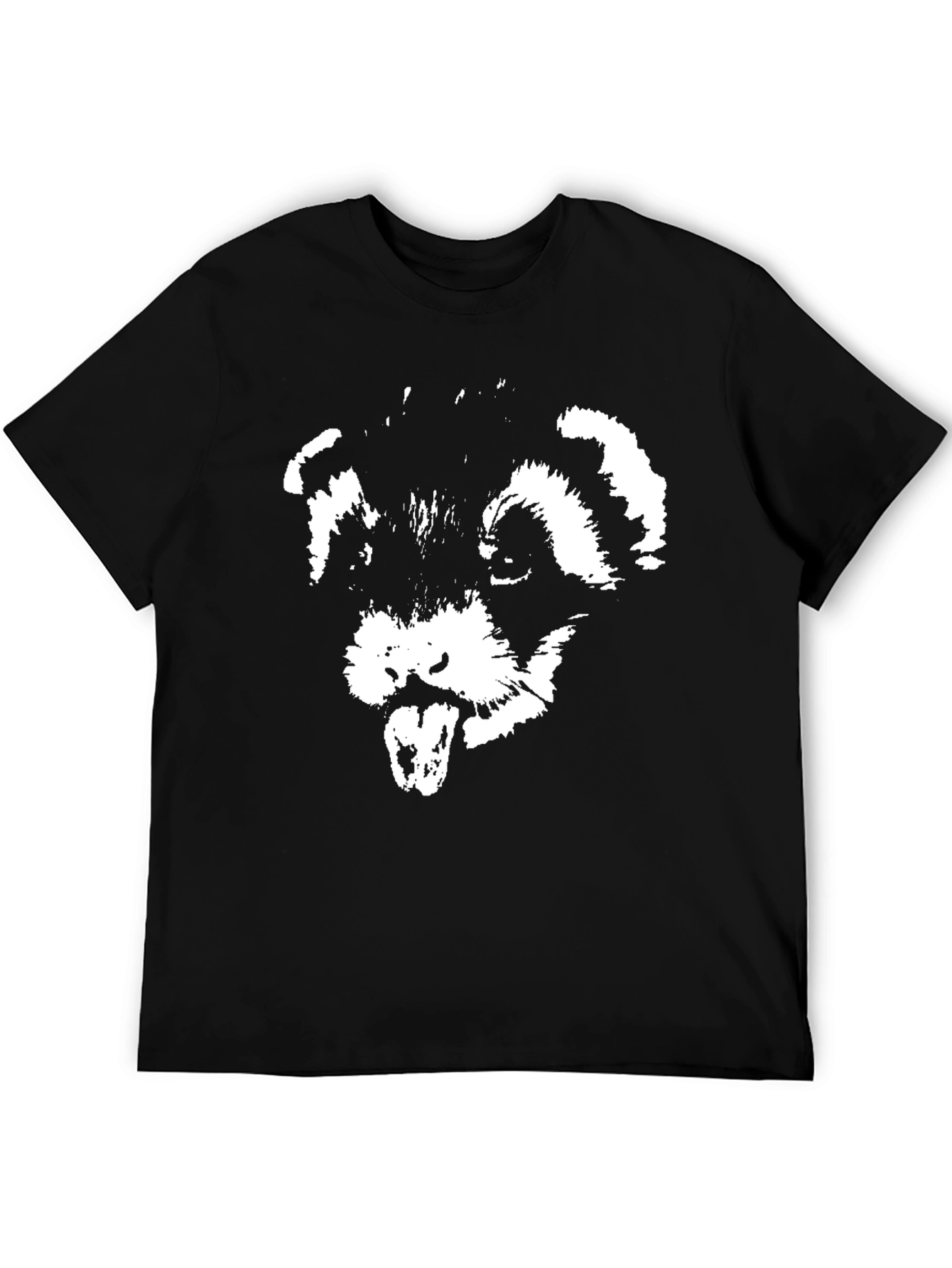 Black T-Shirt with White Ferret Graphic