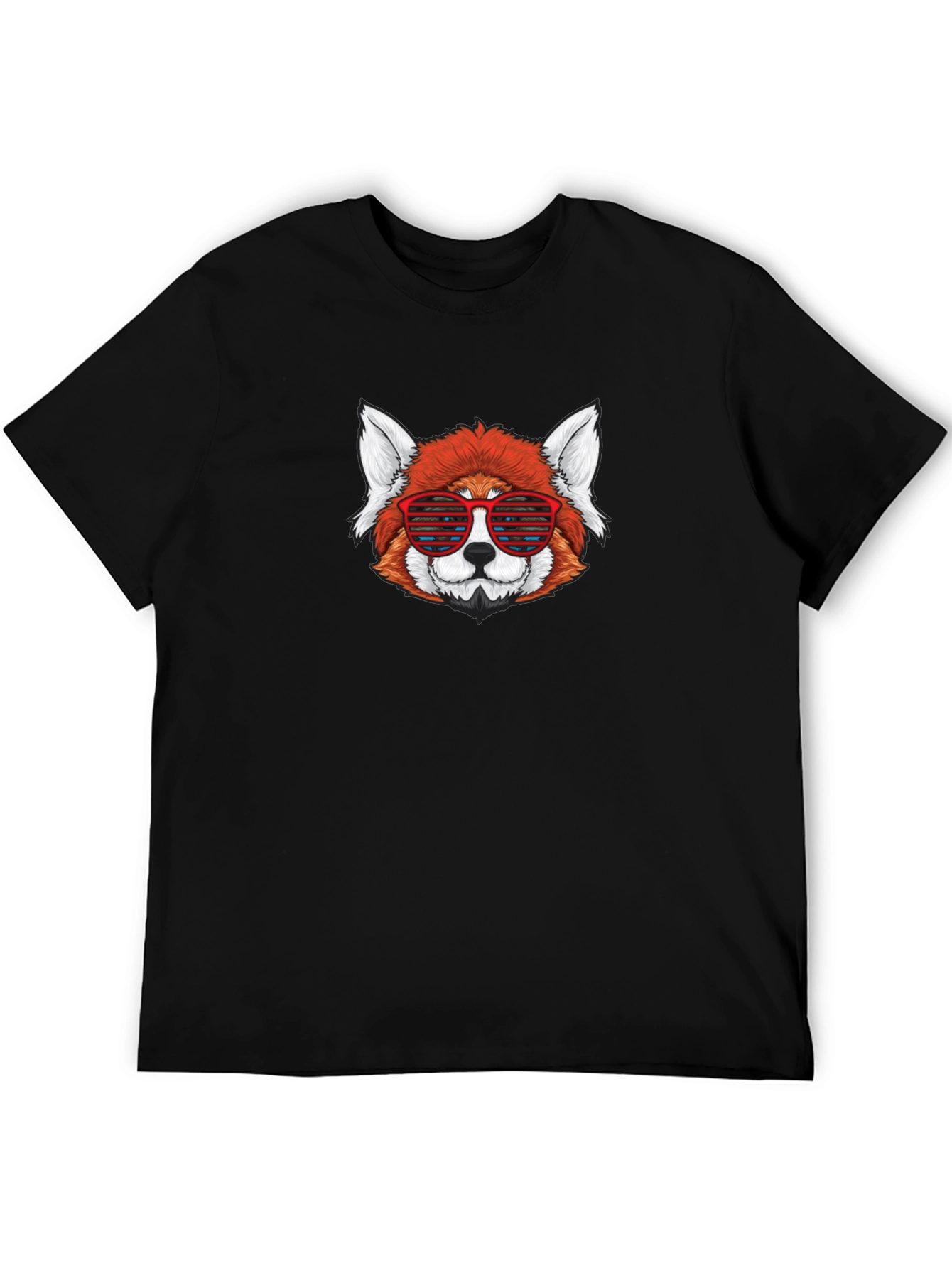 Red Panda Sunglasses Black T-Shirt