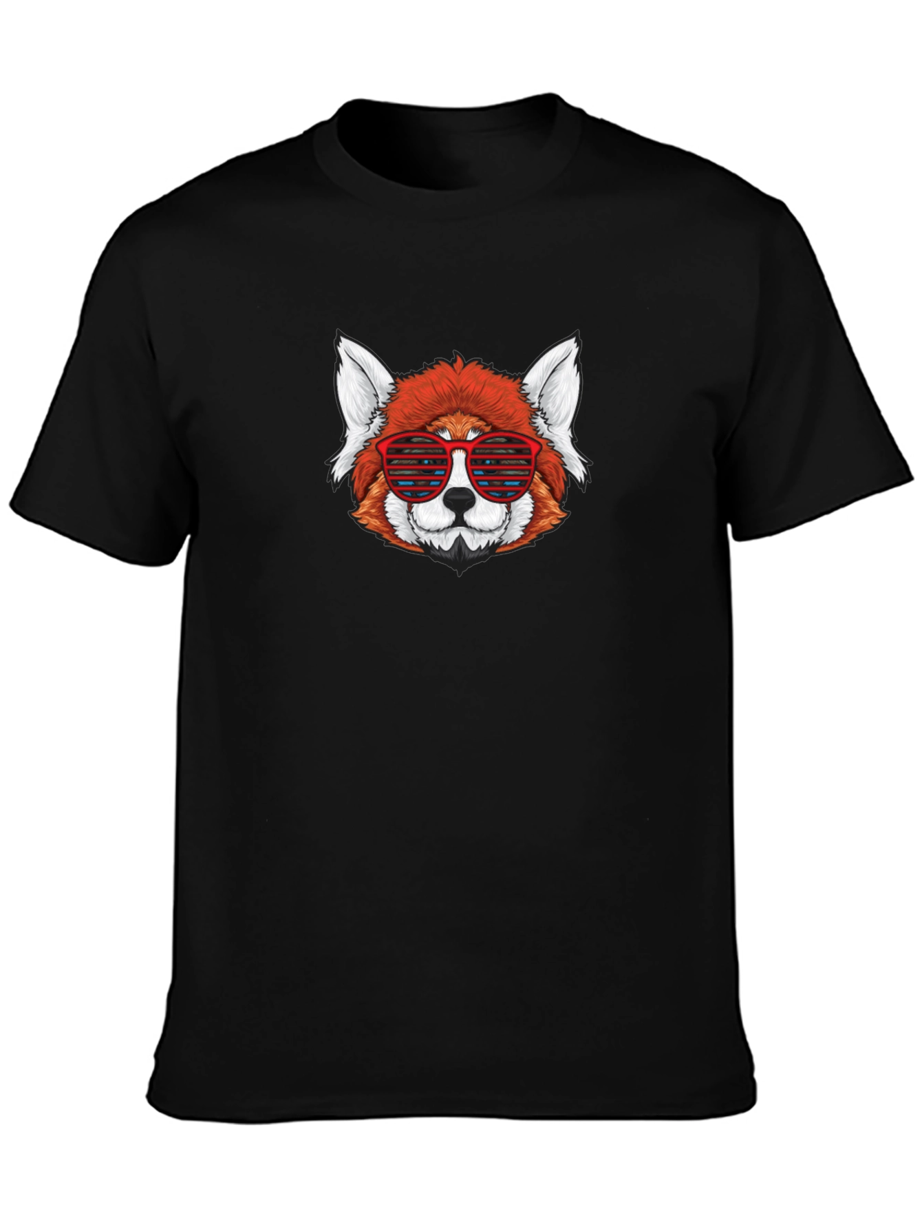 Red Panda Sunglasses Black T-Shirt