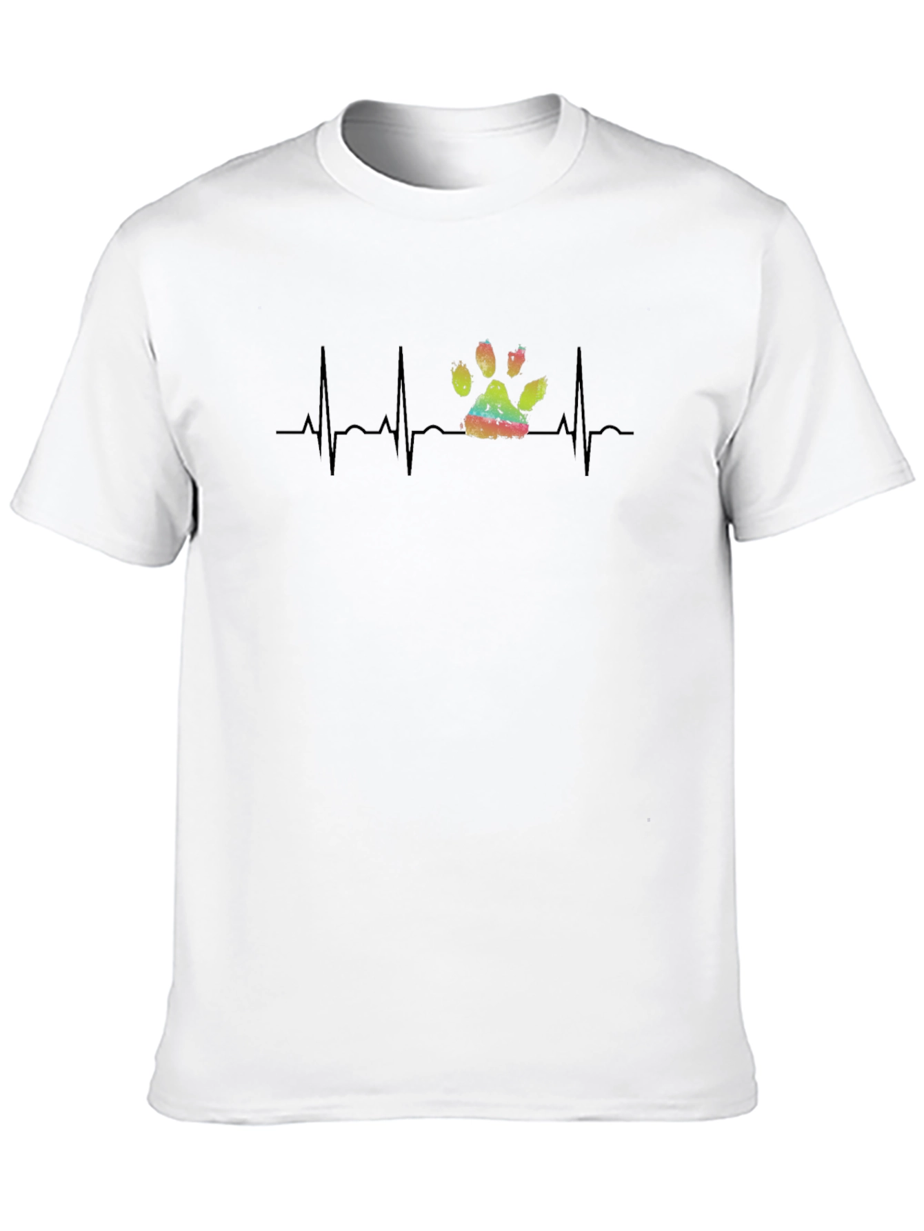 Dog Paw Heartbeat Graphic Tee - Black