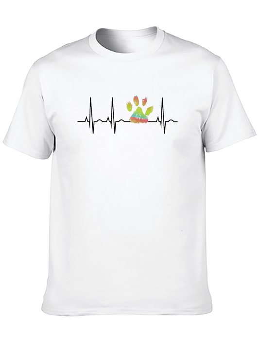 Dog Paw Heartbeat Graphic Tee - Black