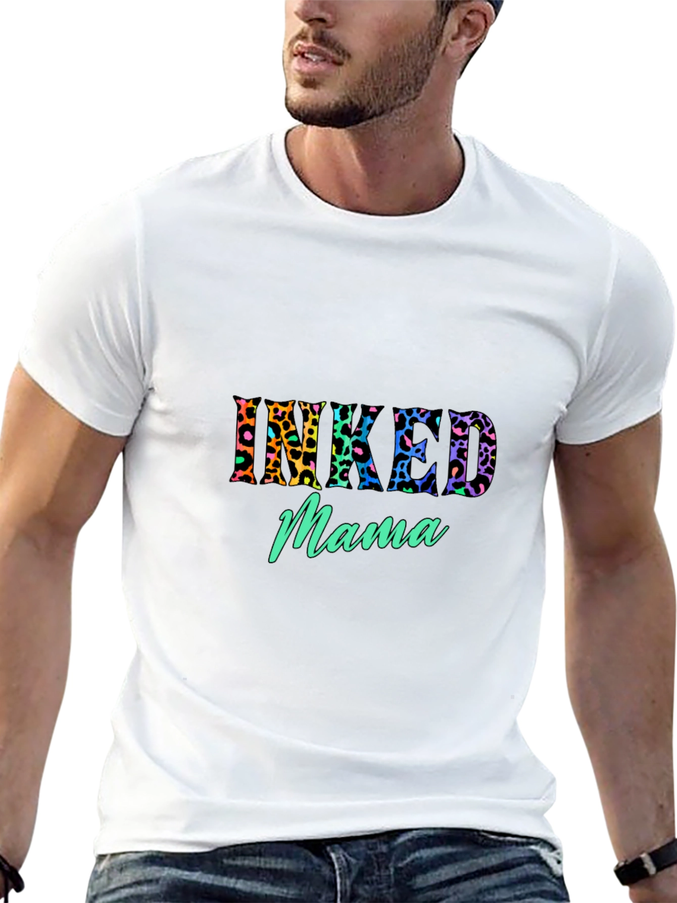 Inked Mama Graphic Tee - Leopard Print Design