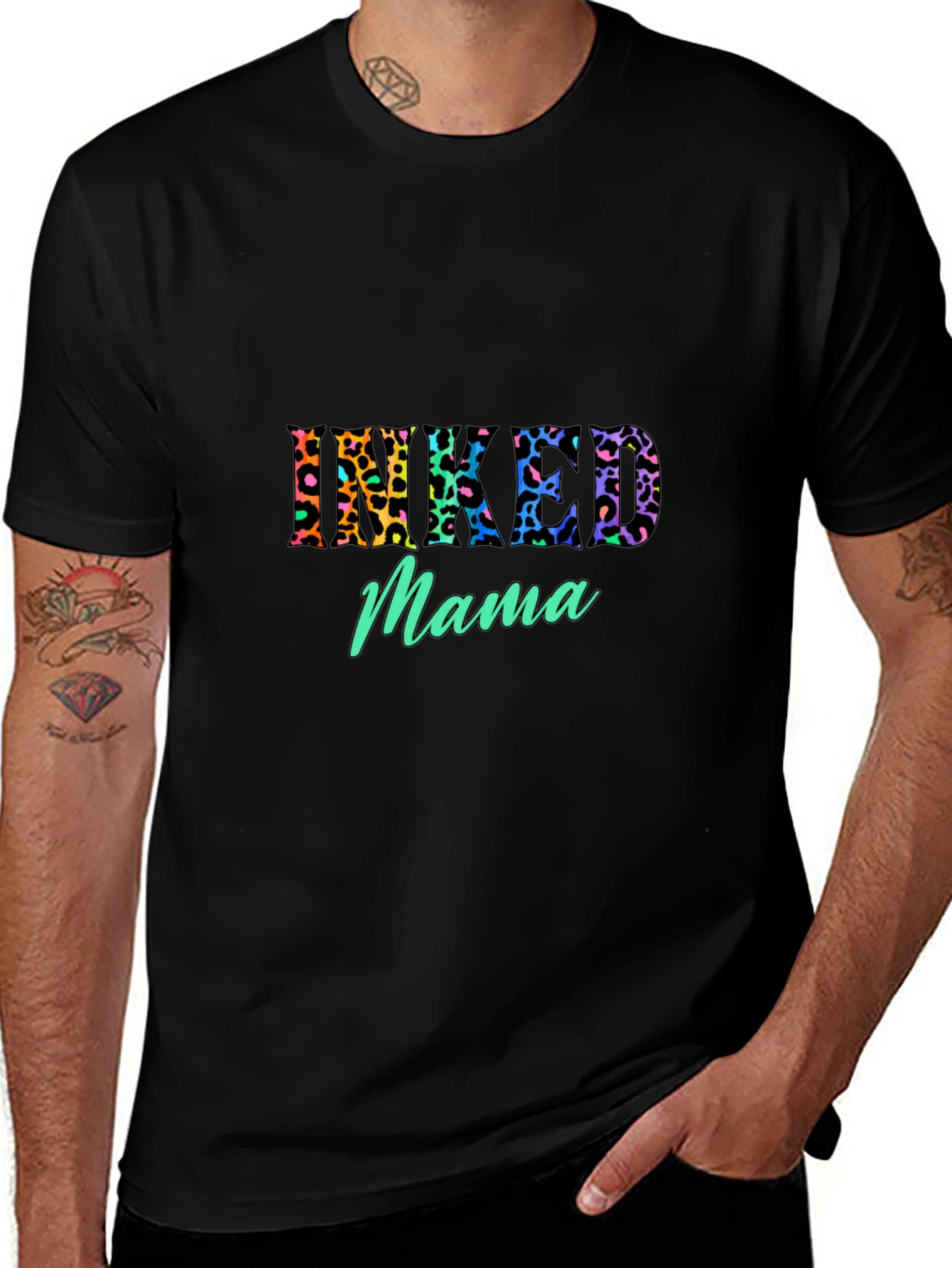 Inked Mama Graphic Tee - Leopard Print Design
