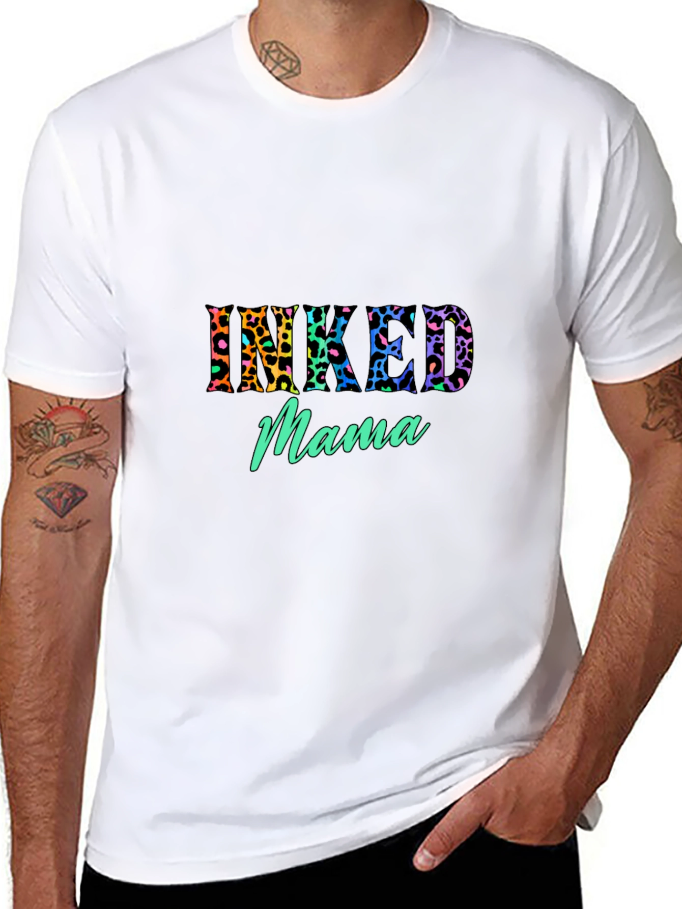 Inked Mama Graphic Tee - Leopard Print Design