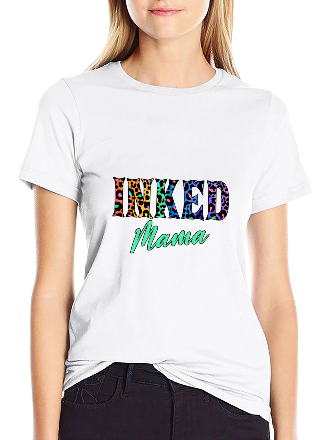 Inked Mama Graphic Tee - Leopard Print Design