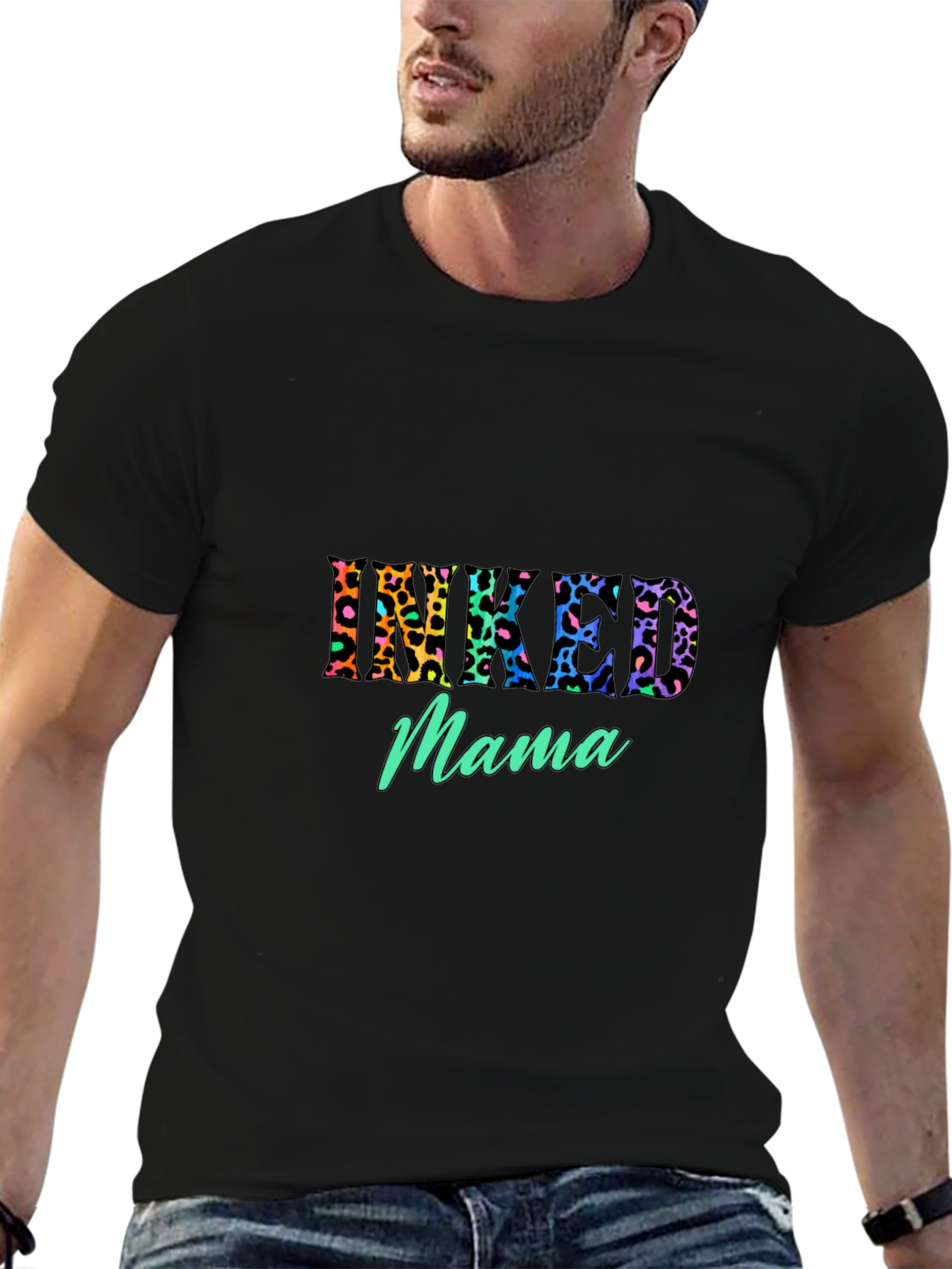 Inked Mama Graphic Tee - Leopard Print Design