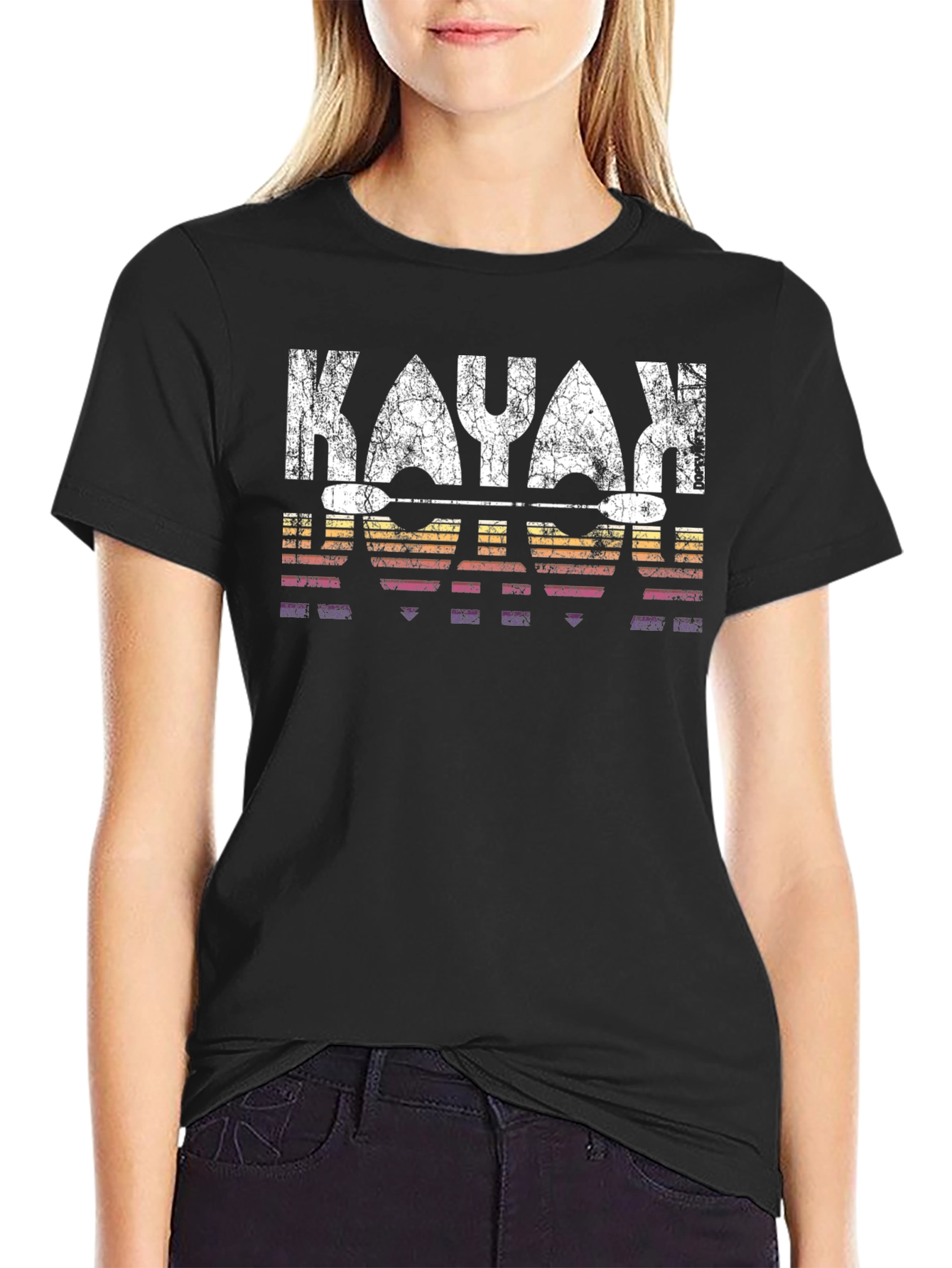 Retro Kayak T-Shirt - Distressed Kayaking Design