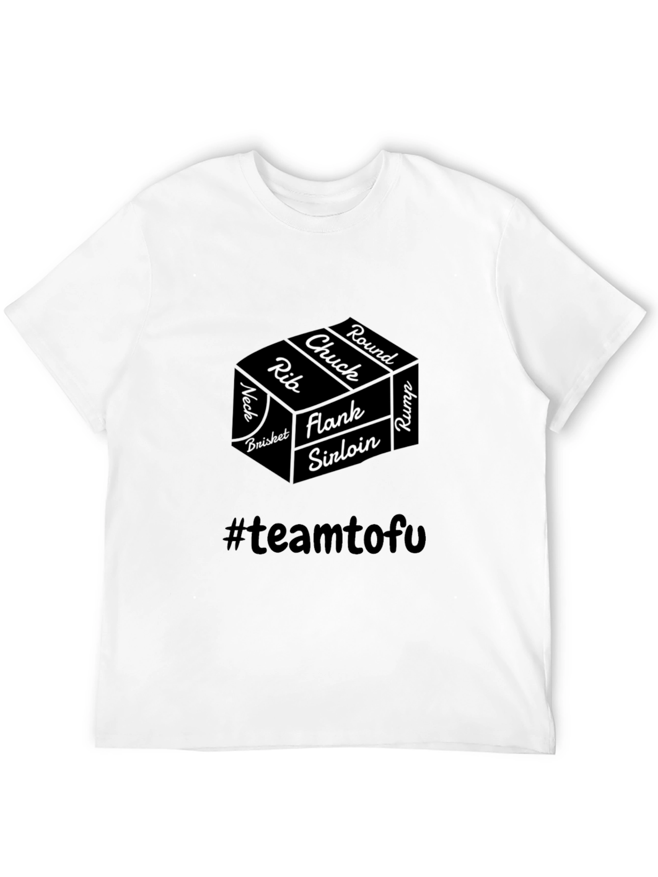 Funny Meat Cuts Team Tofu Black T-Shirt