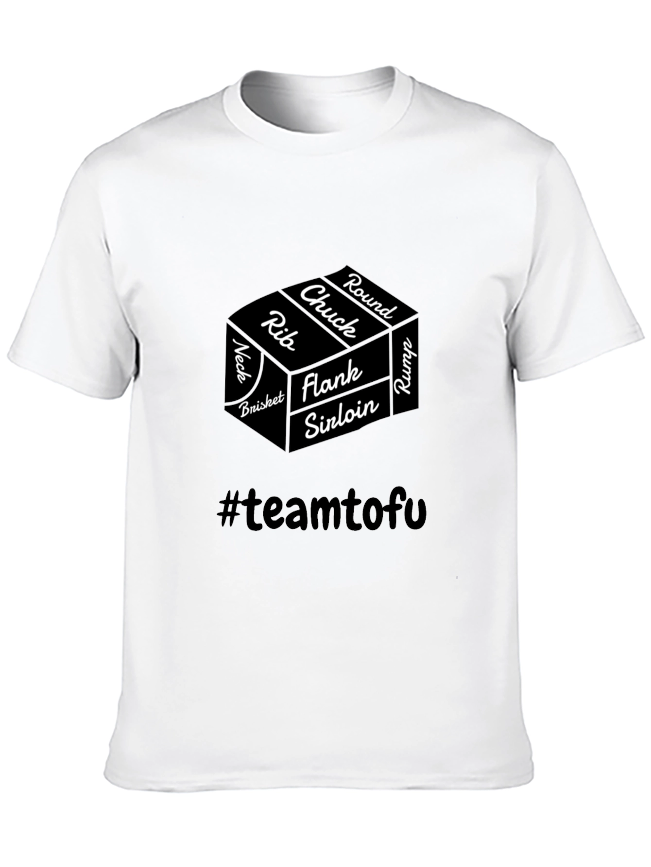 Funny Meat Cuts Team Tofu Black T-Shirt