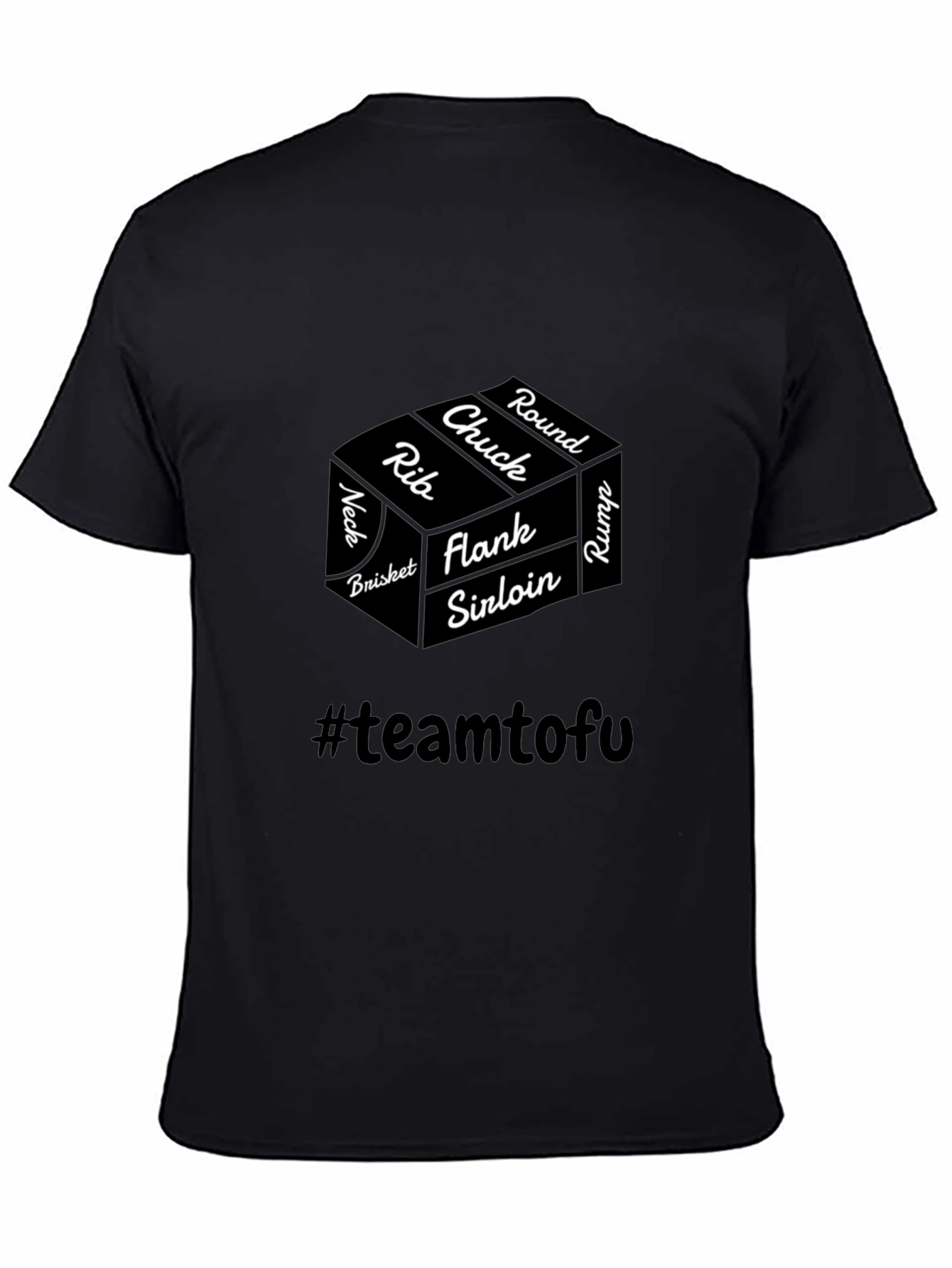 Funny Meat Cuts Team Tofu Black T-Shirt