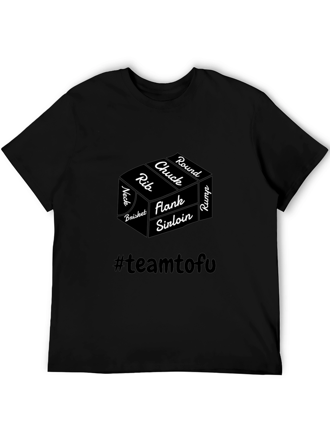 Funny Meat Cuts Team Tofu Black T-Shirt
