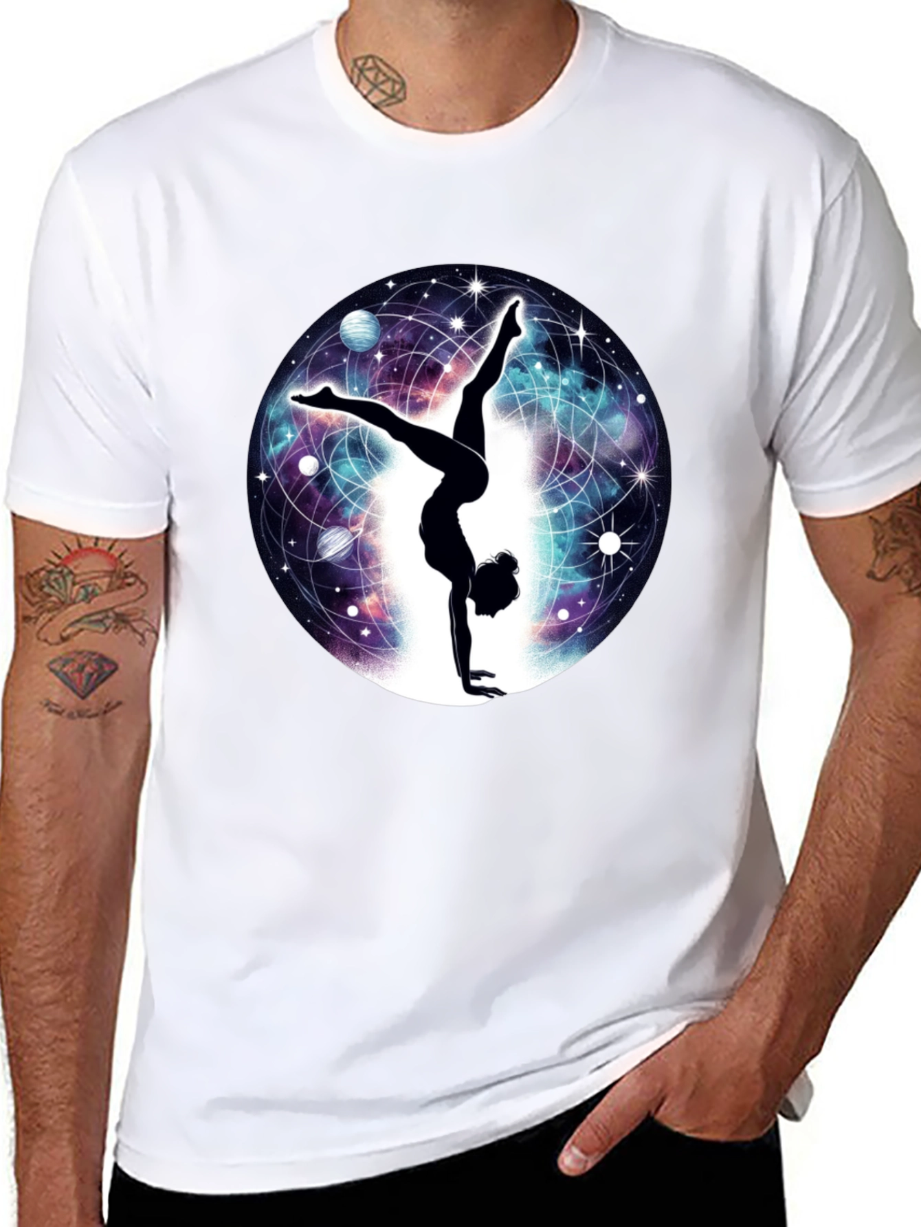 Cosmic Handstand T-Shirt - Yoga & Space