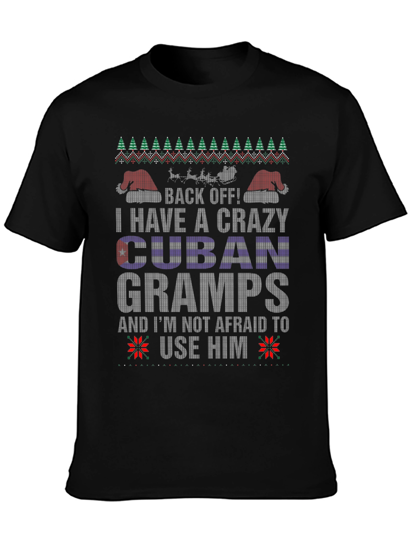 Crazy Cuban Gramps Ugly Christmas Sweater T-Shirt
