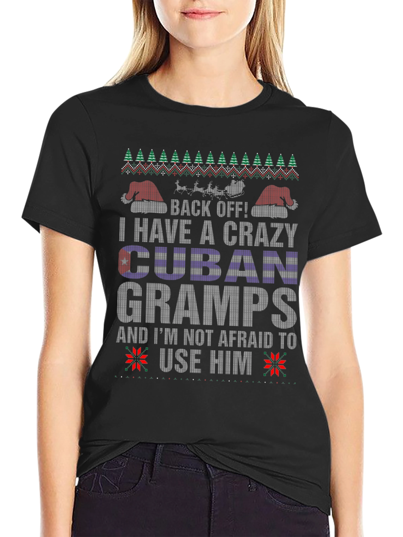 Crazy Cuban Gramps Ugly Christmas Sweater T-Shirt