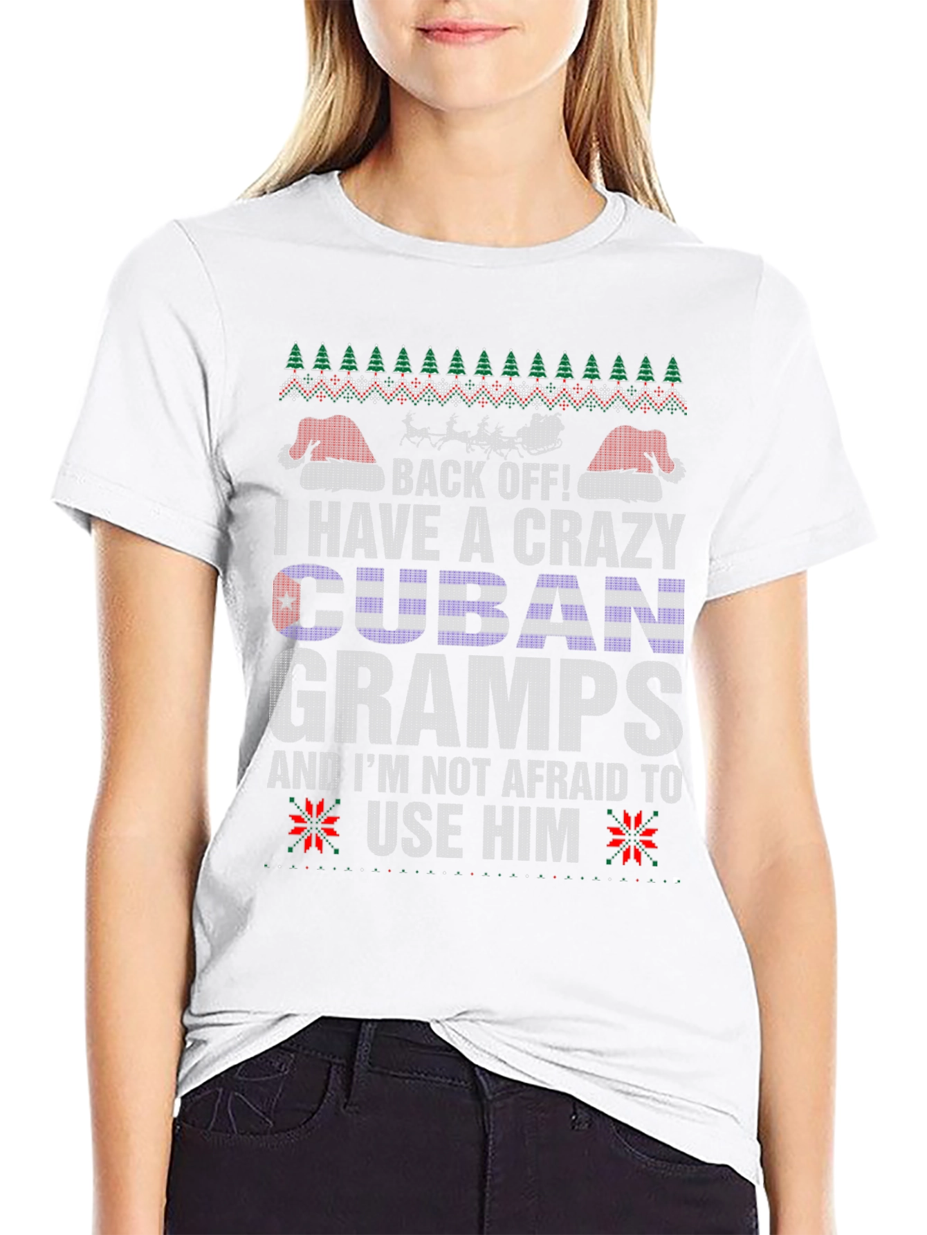 Crazy Cuban Gramps Ugly Christmas Sweater T-Shirt
