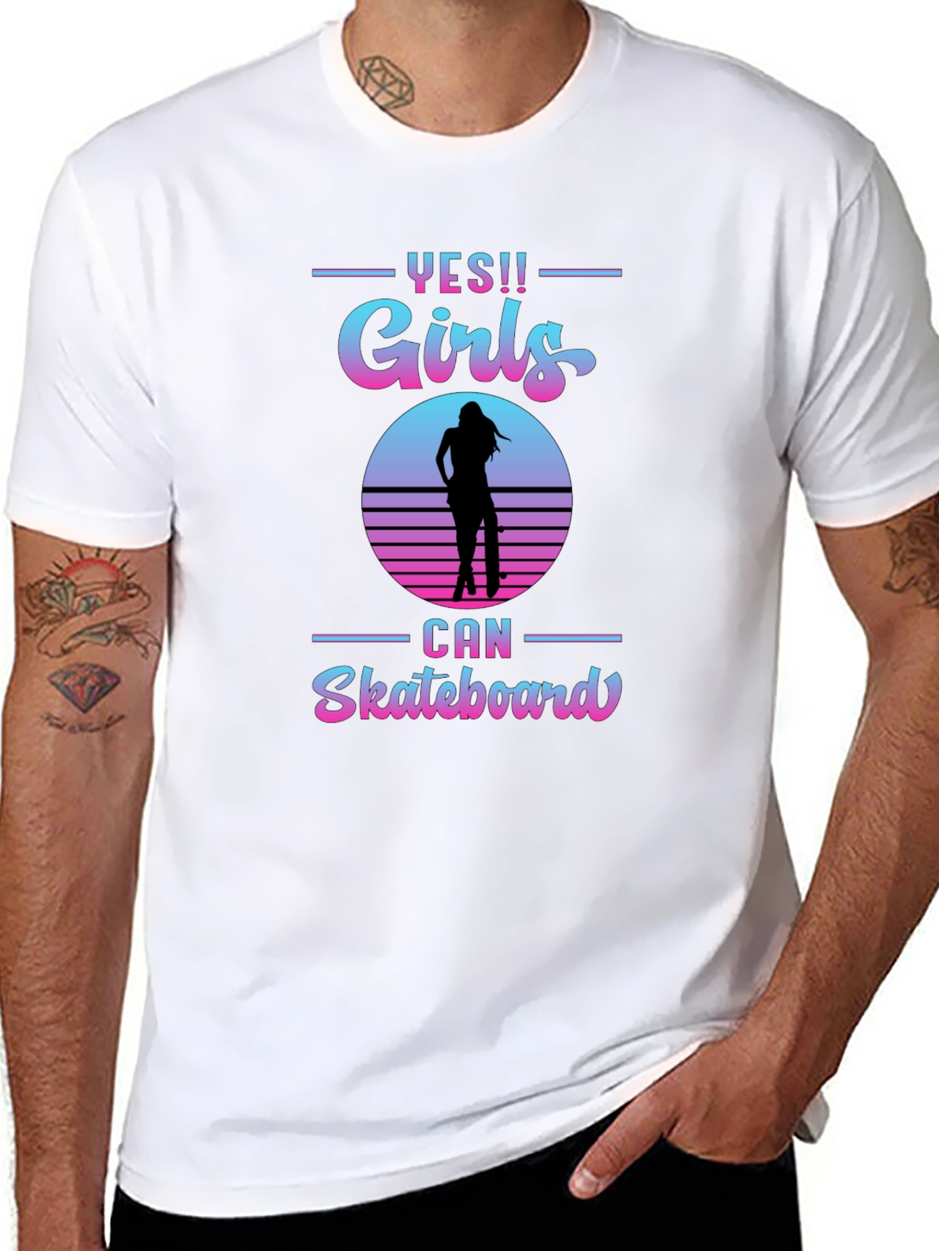 Yes Girls Can Skateboard Graphic T-Shirt