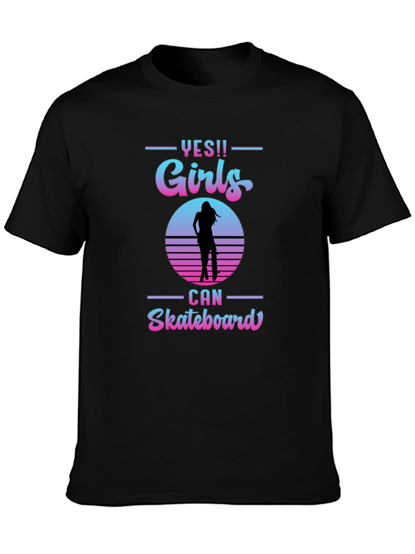 Yes Girls Can Skateboard Graphic T-Shirt