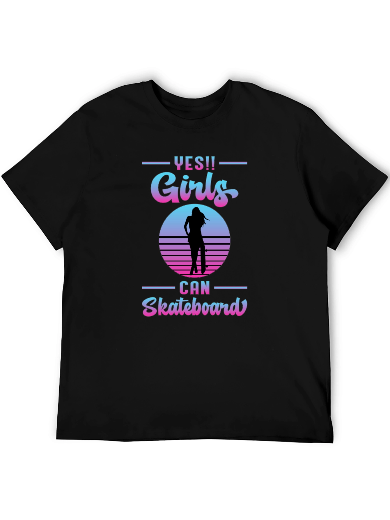 Yes Girls Can Skateboard Graphic T-Shirt