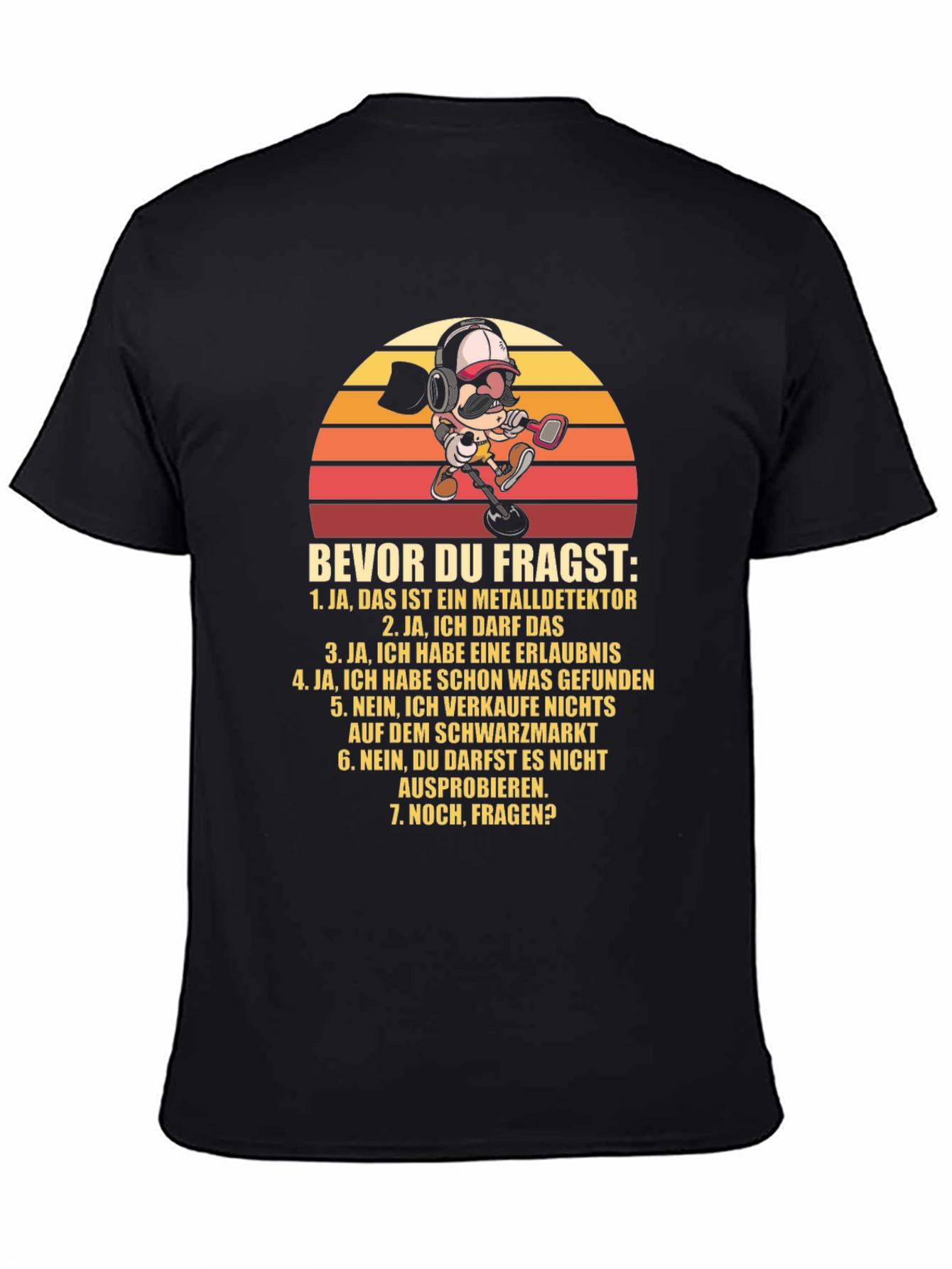 Metal Detector Cartoon T-Shirt - Funny German Text
