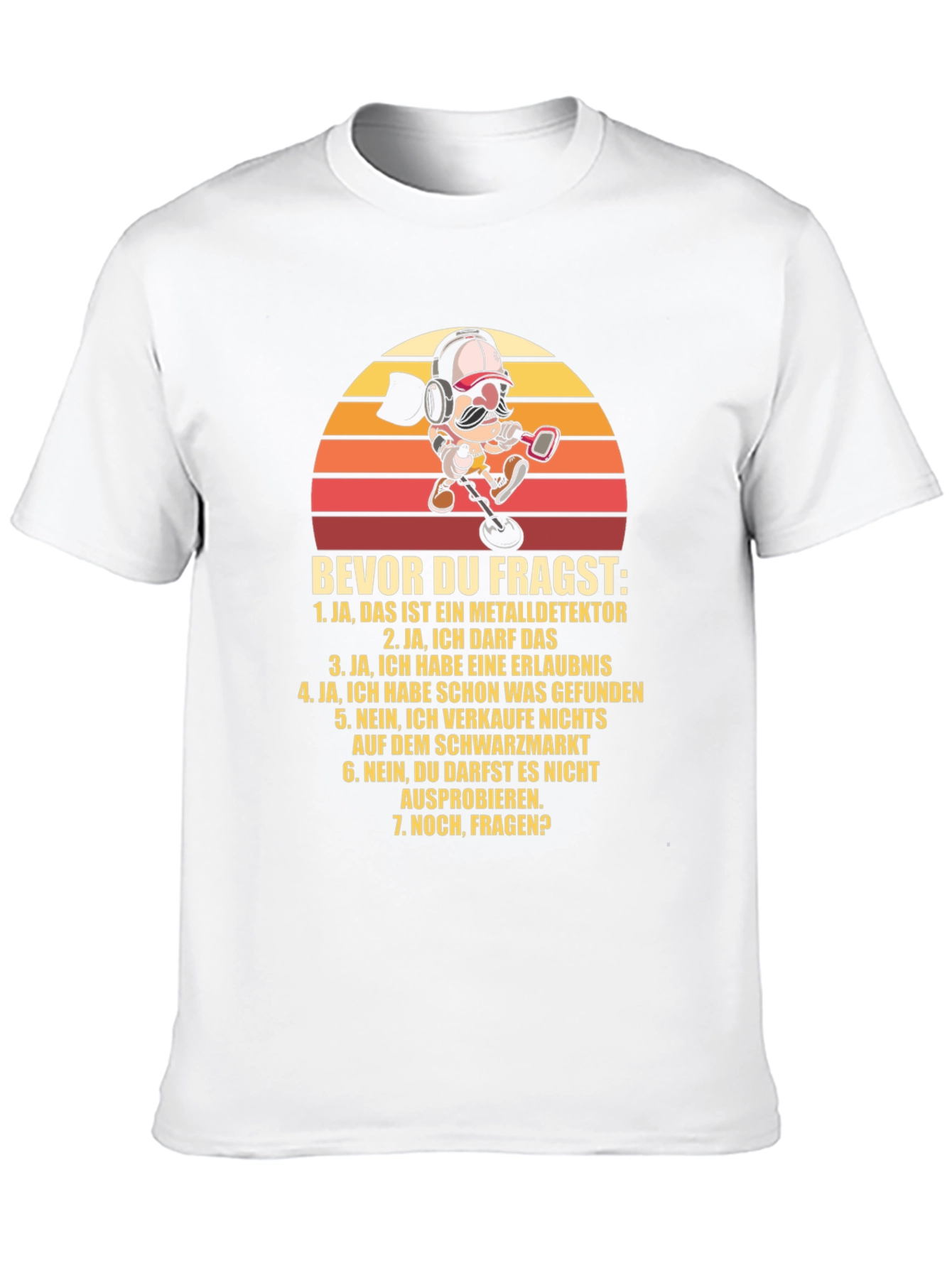 Metal Detector Cartoon T-Shirt - Funny German Text