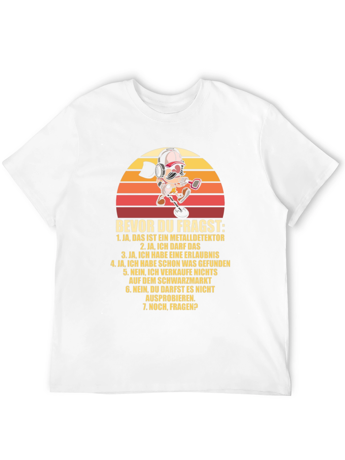 Metal Detector Cartoon T-Shirt - Funny German Text