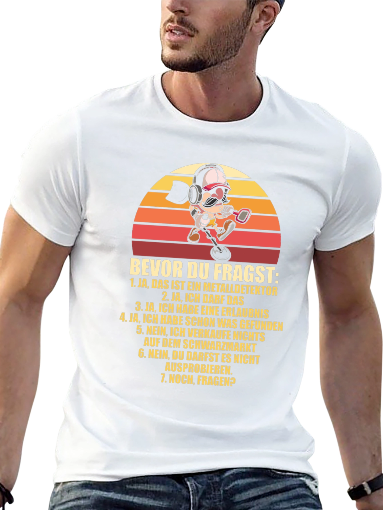 Metal Detector Cartoon T-Shirt - Funny German Text