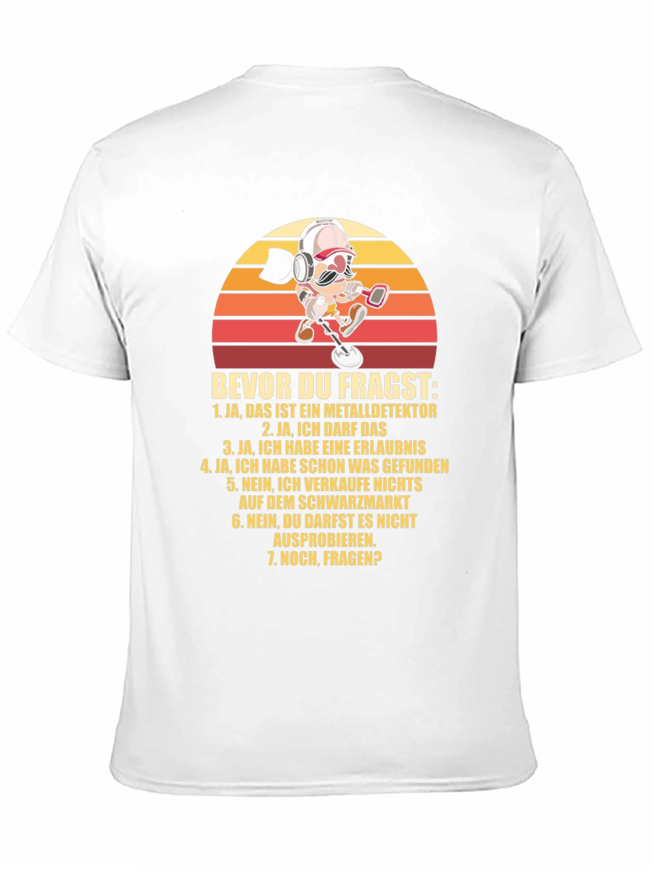 Metal Detector Cartoon T-Shirt - Funny German Text