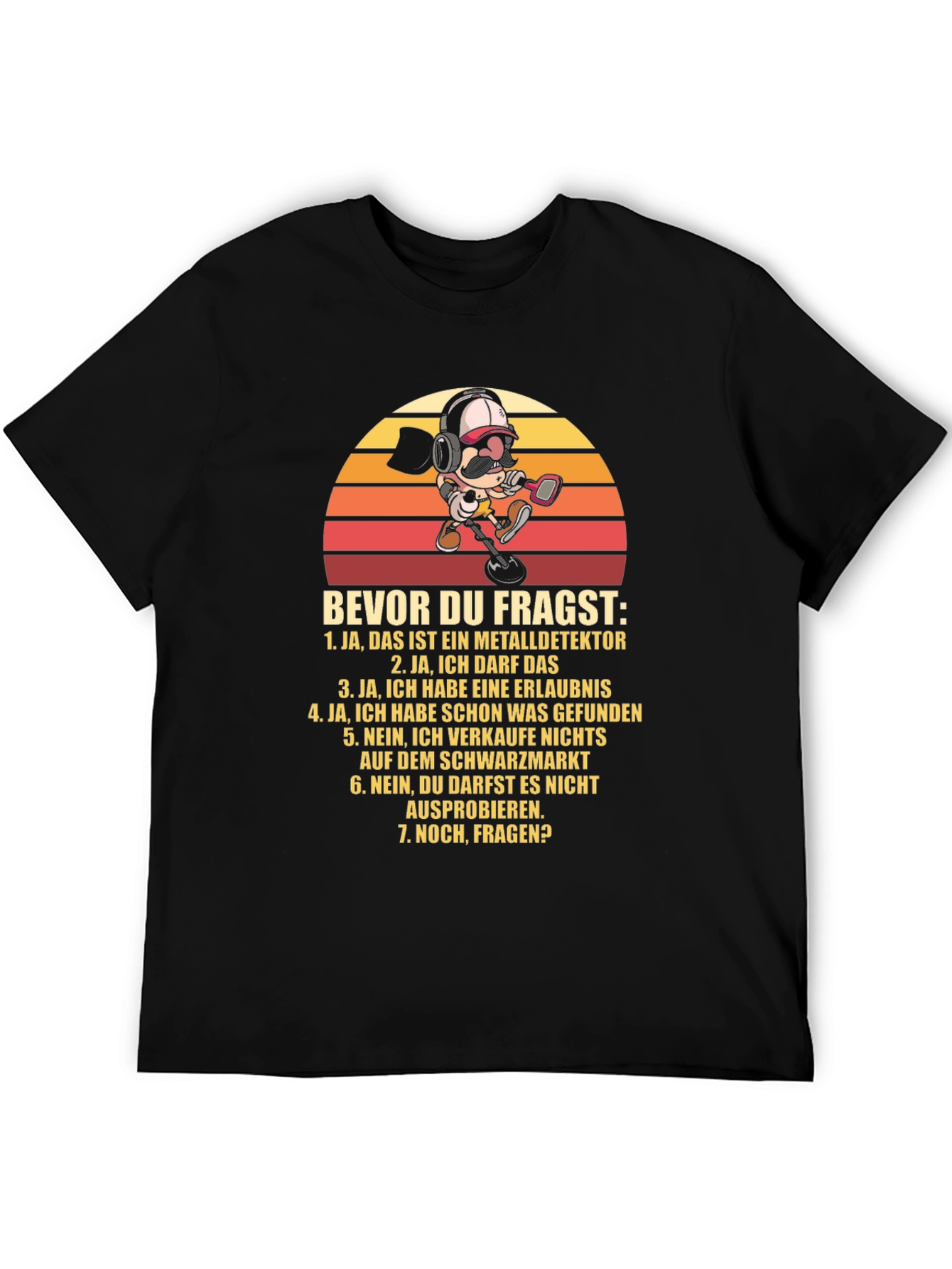 Metal Detector Cartoon T-Shirt - Funny German Text
