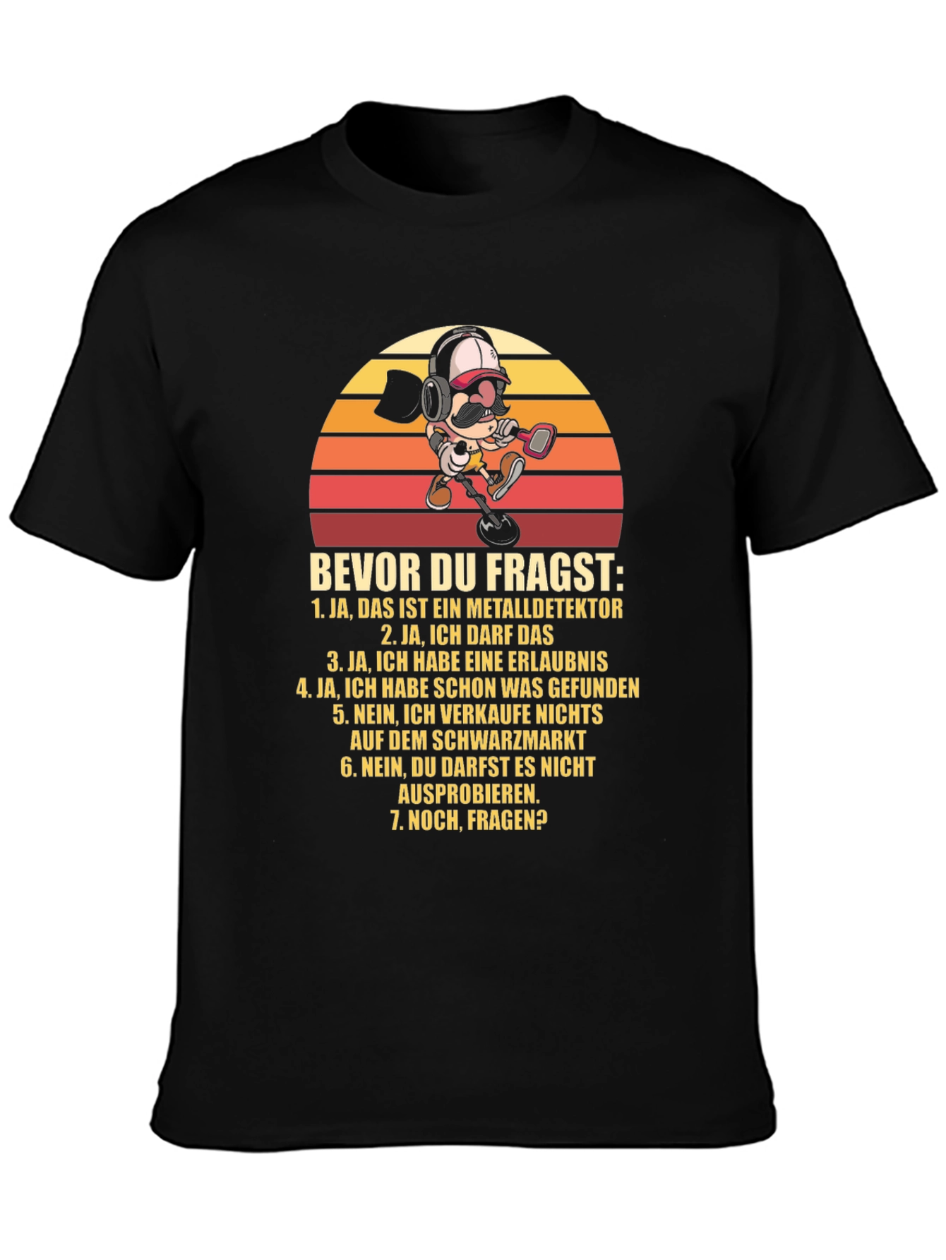 Metal Detector Cartoon T-Shirt - Funny German Text