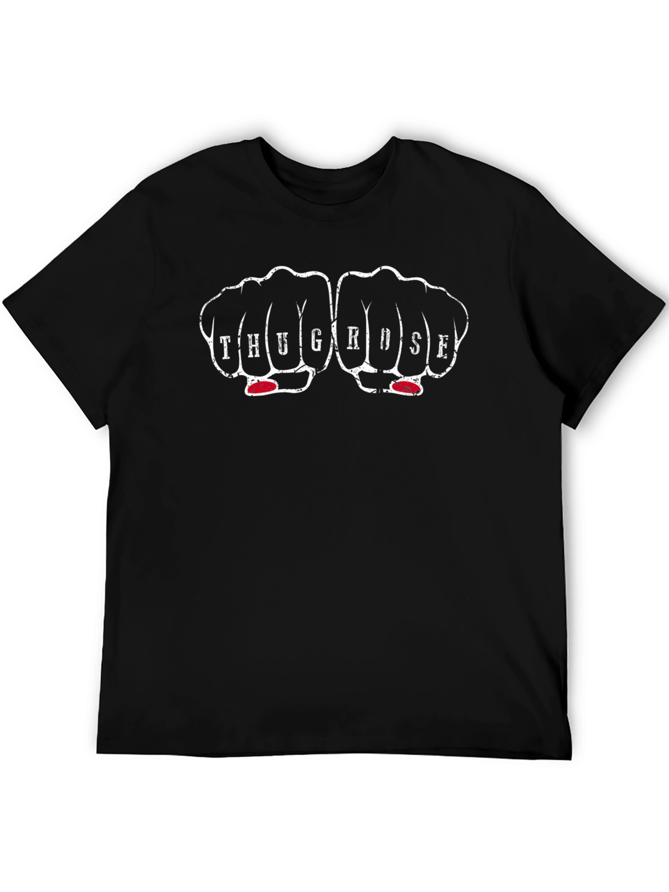 Thug Rose Fist Tattoo Graphic Black T-Shirt