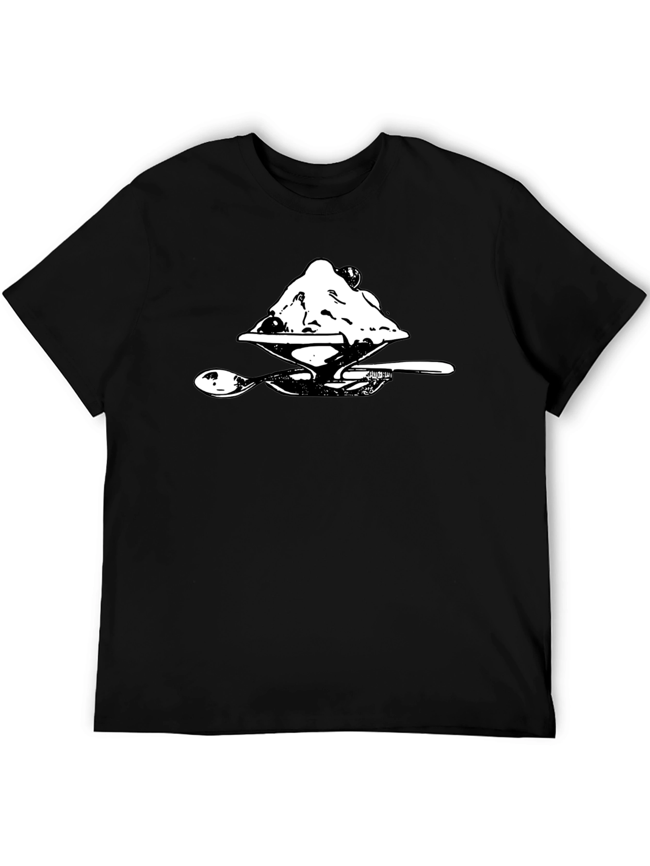 Ice Cream Dessert Graphic Tee - Soft Black Cotton