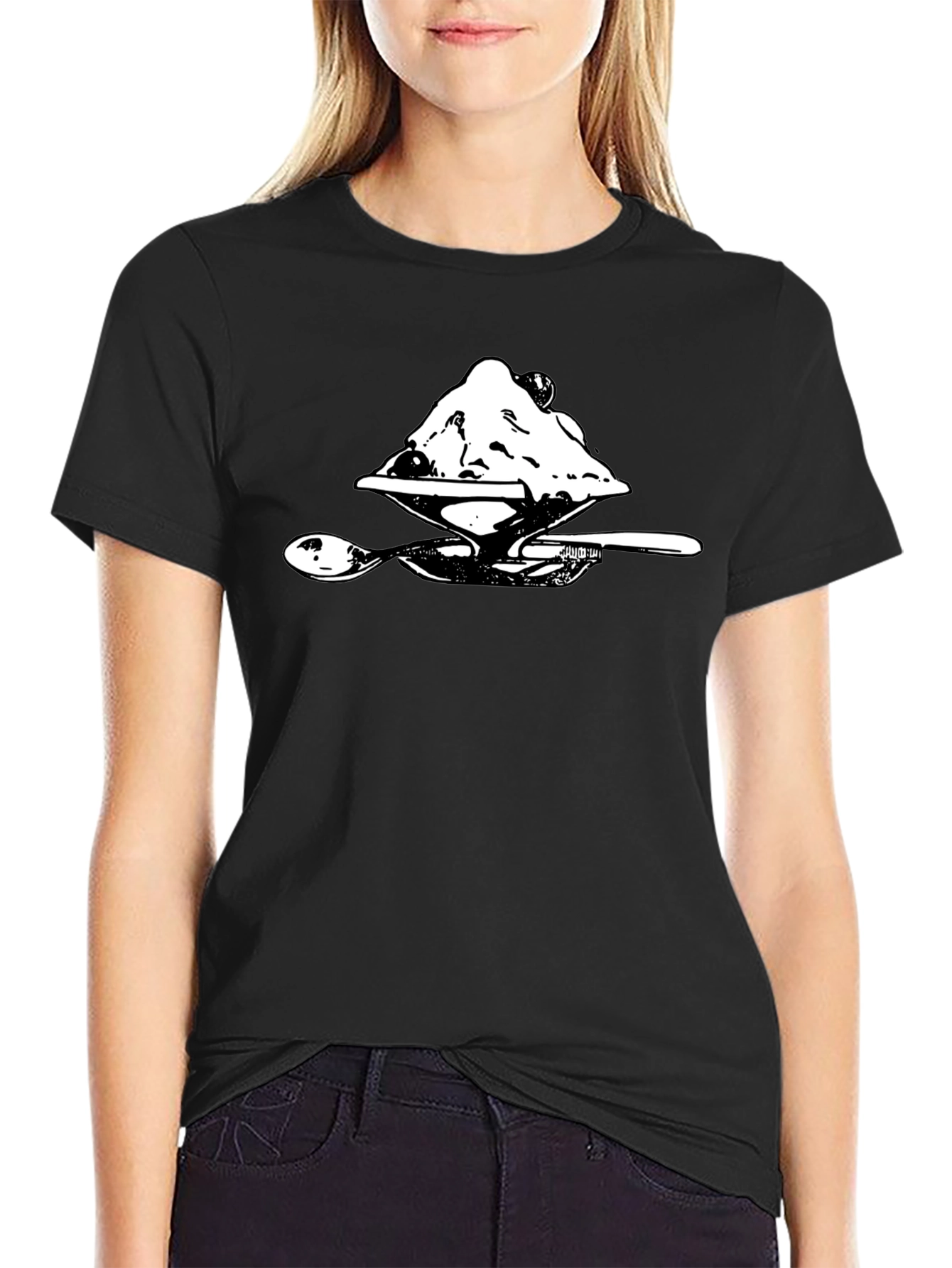 Ice Cream Dessert Graphic Tee - Soft Black Cotton