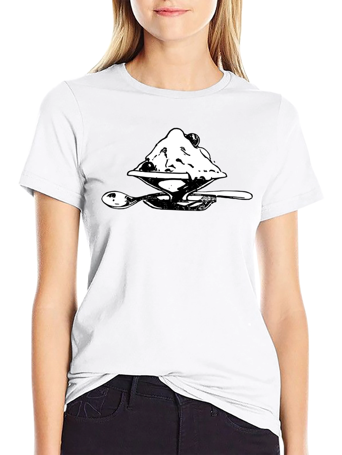 Ice Cream Dessert Graphic Tee - Soft Black Cotton