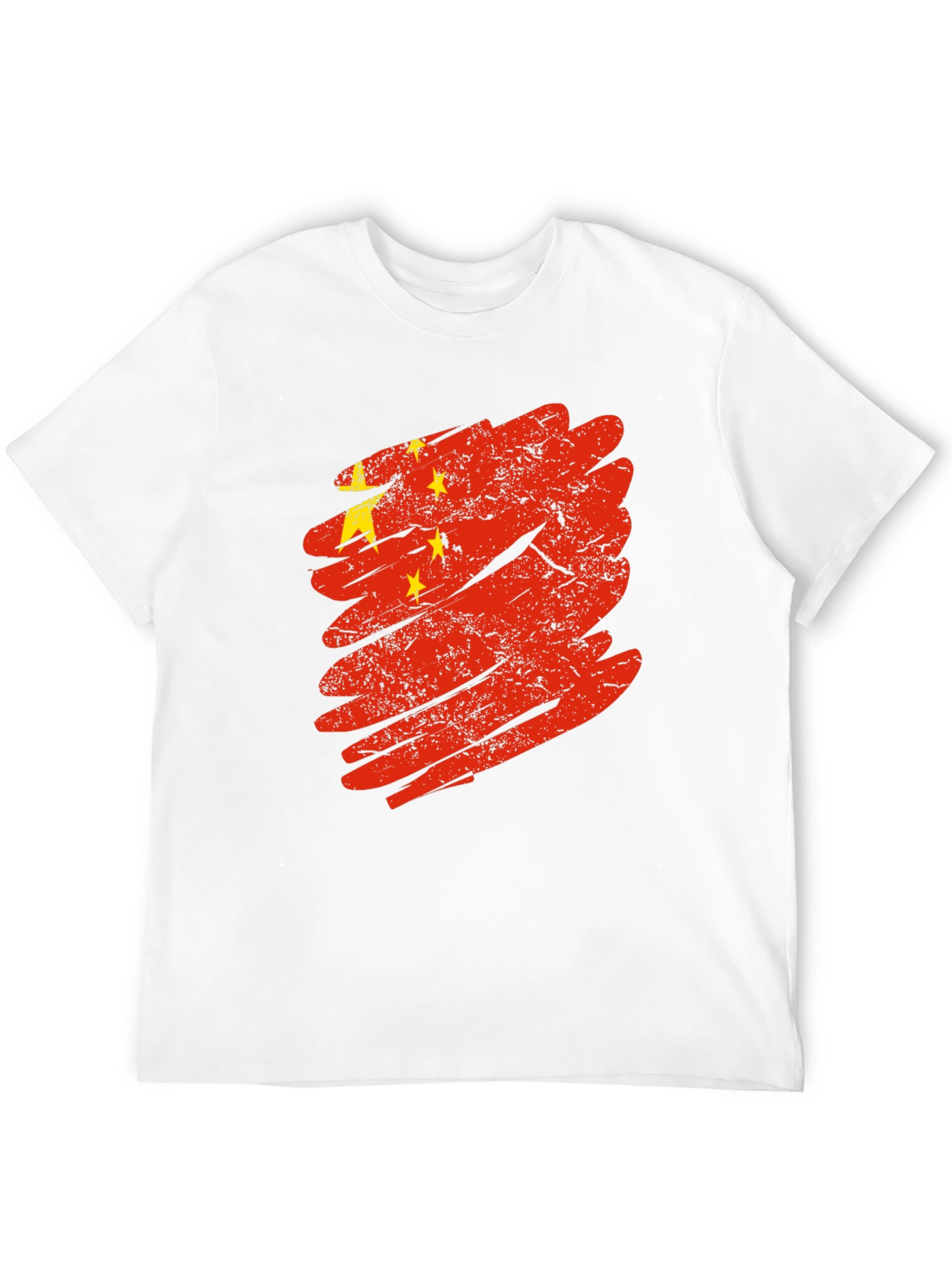 China Flag Brushstroke Graphic Tee - Black Cotton T-Shirt