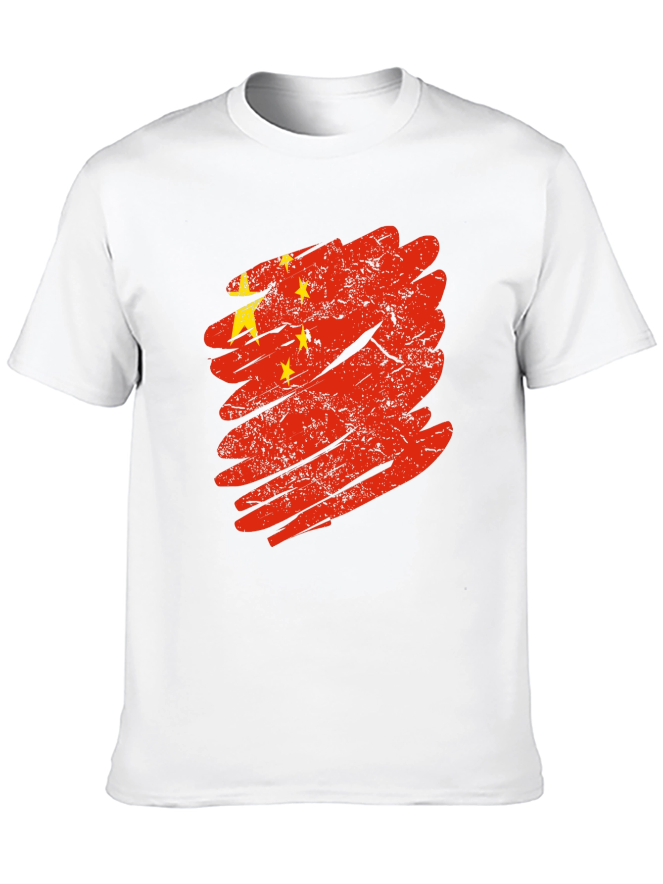 China Flag Brushstroke Graphic Tee - Black Cotton T-Shirt
