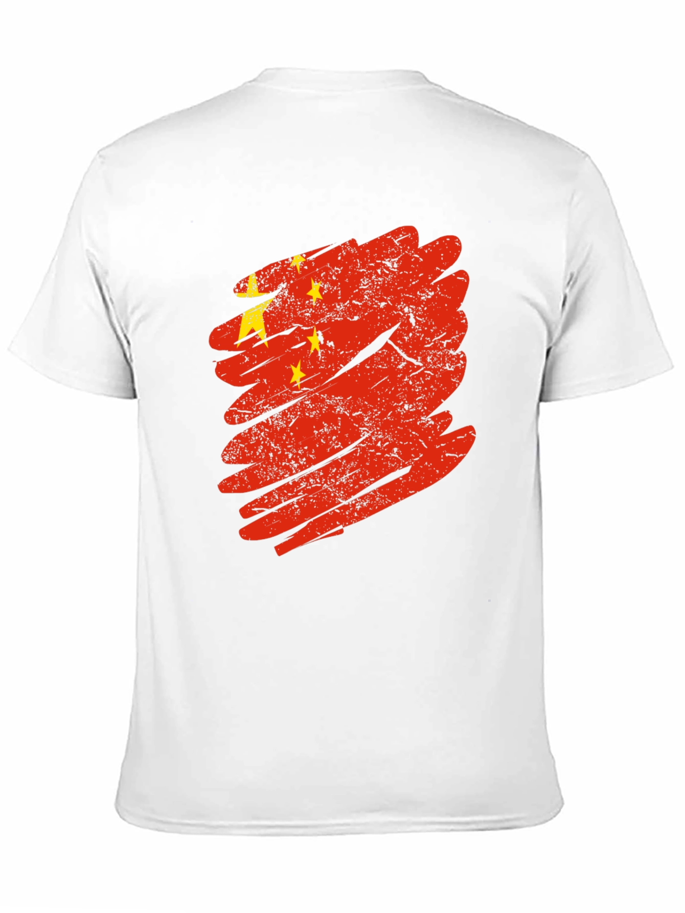 China Flag Brushstroke Graphic Tee - Black Cotton T-Shirt
