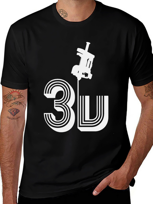 Black 3D Printing T-Shirt