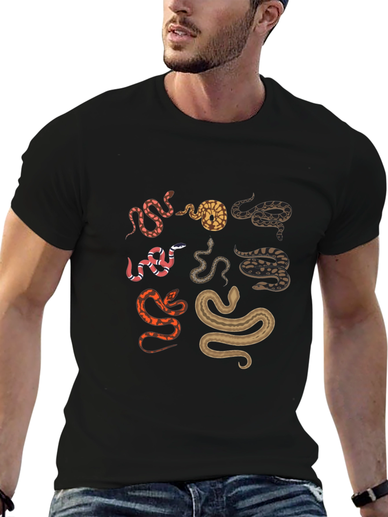 Snake Print Black T-Shirt