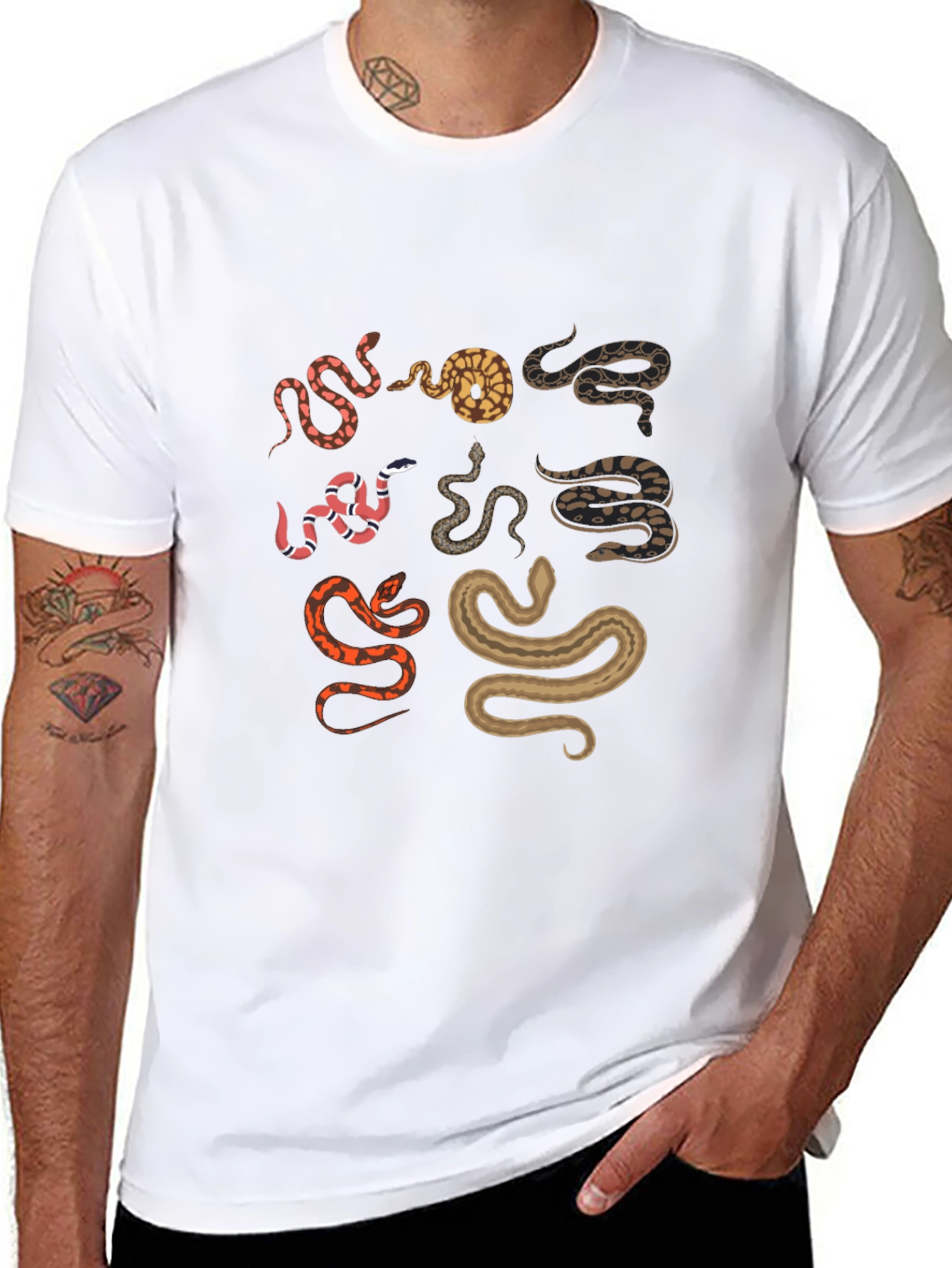 Snake Print Black T-Shirt