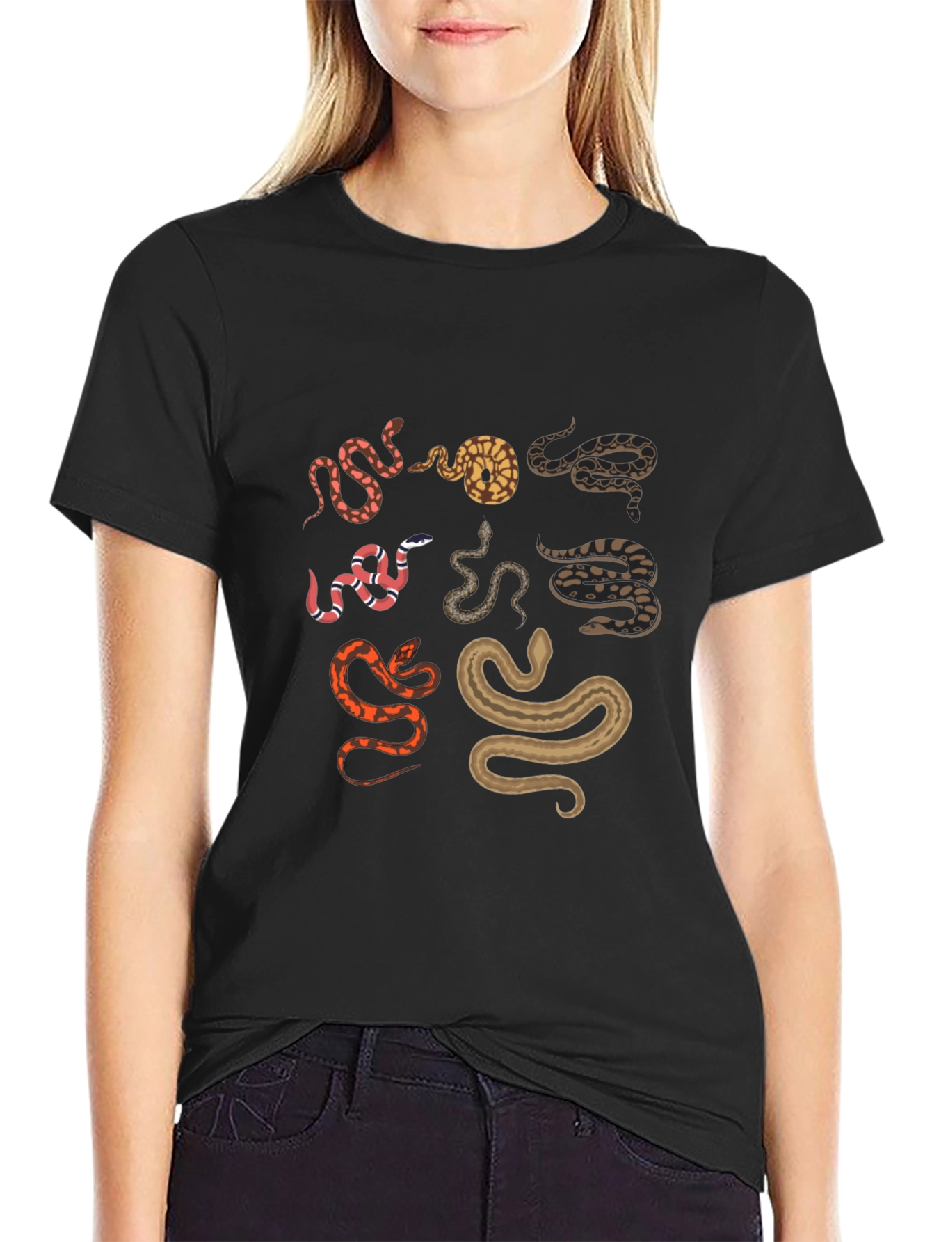 Snake Print Black T-Shirt
