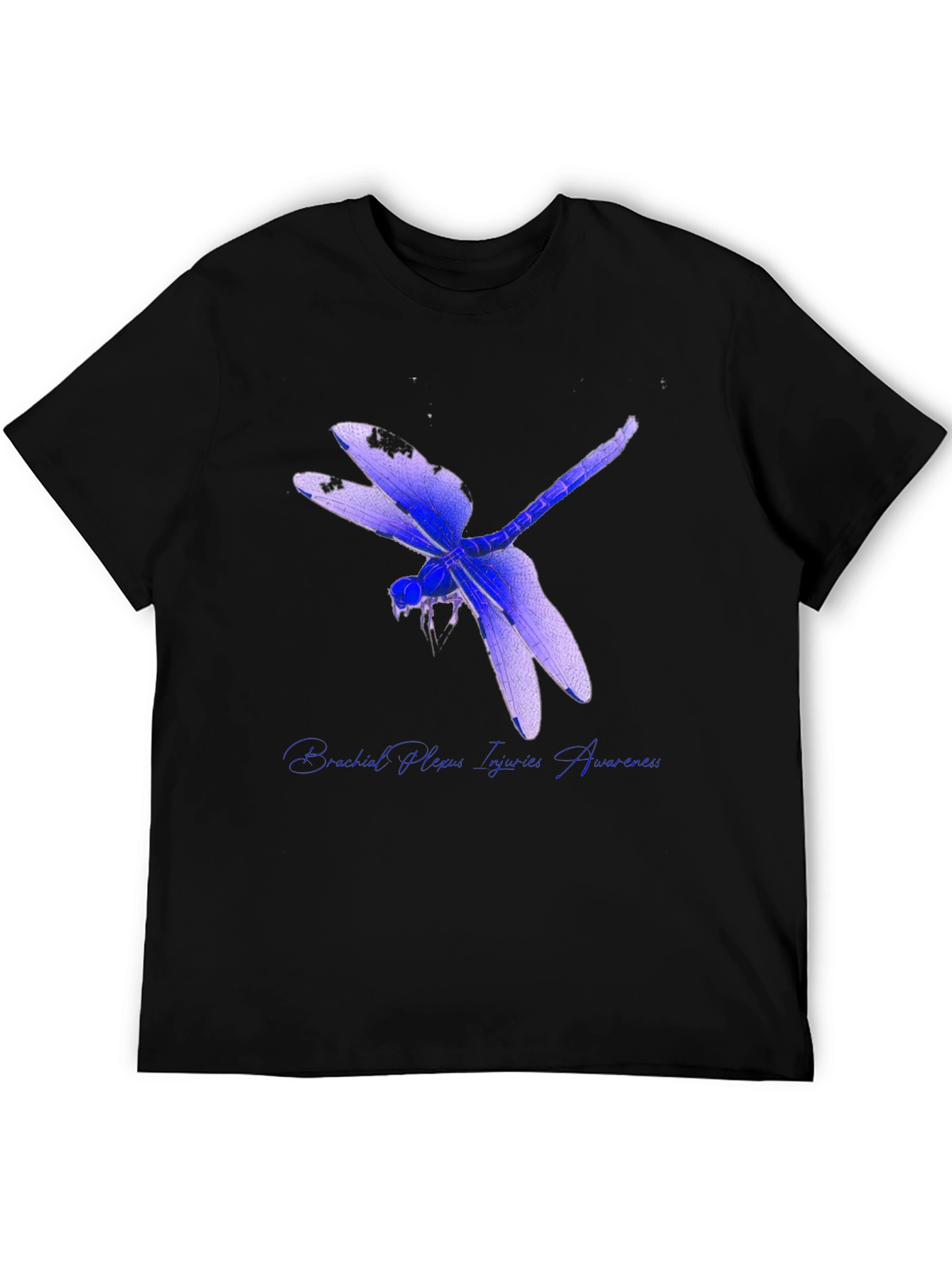 Black T-Shirt with Dragonfly Mental Health Awareness Design