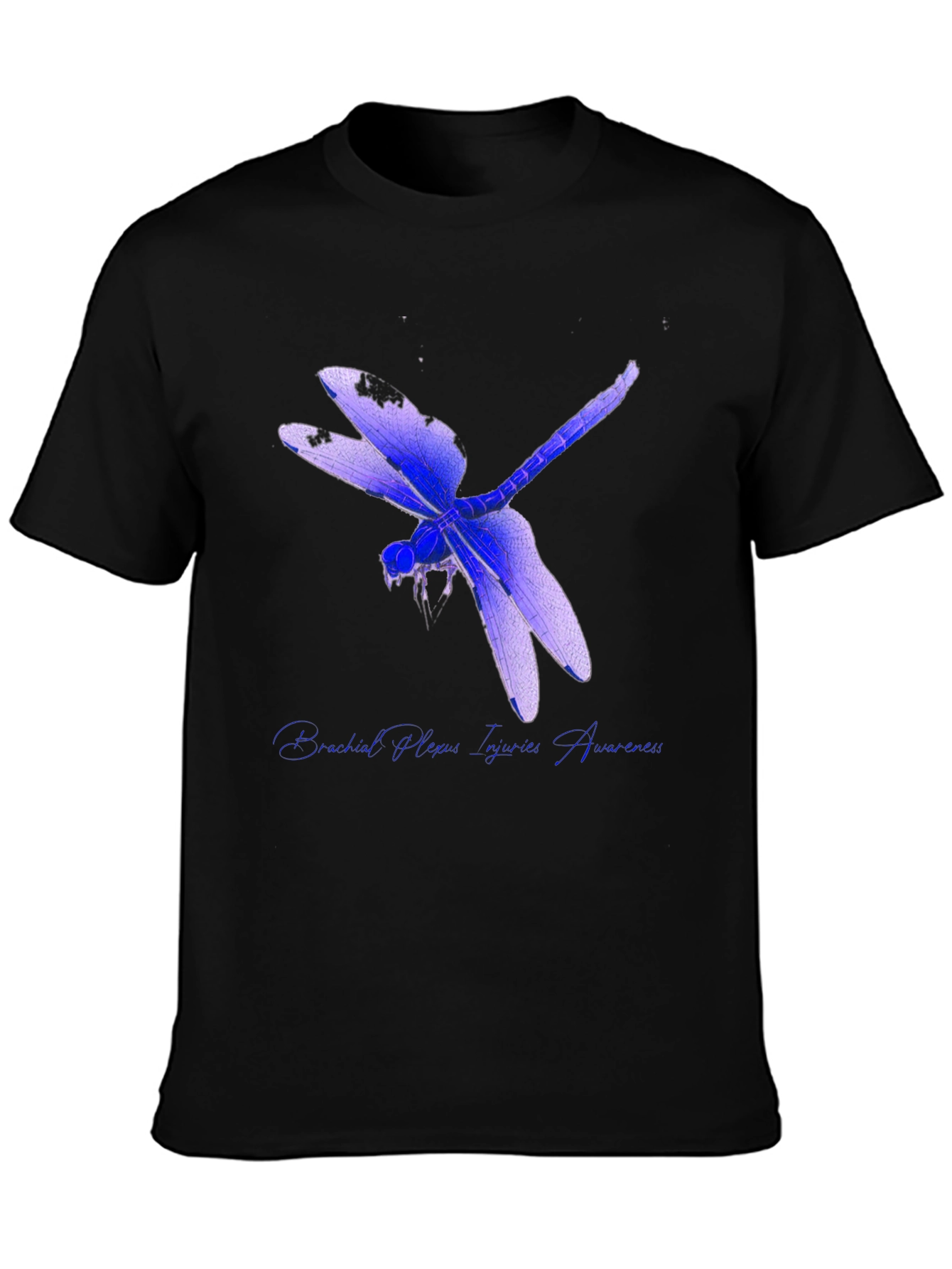 Black T-Shirt with Dragonfly Mental Health Awareness Design