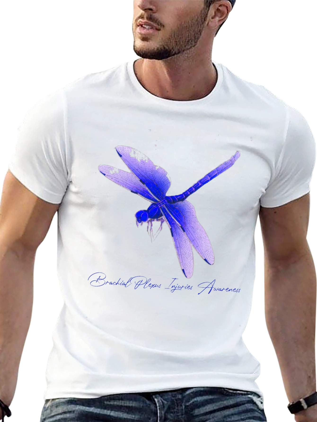 Black T-Shirt with Dragonfly Mental Health Awareness Design