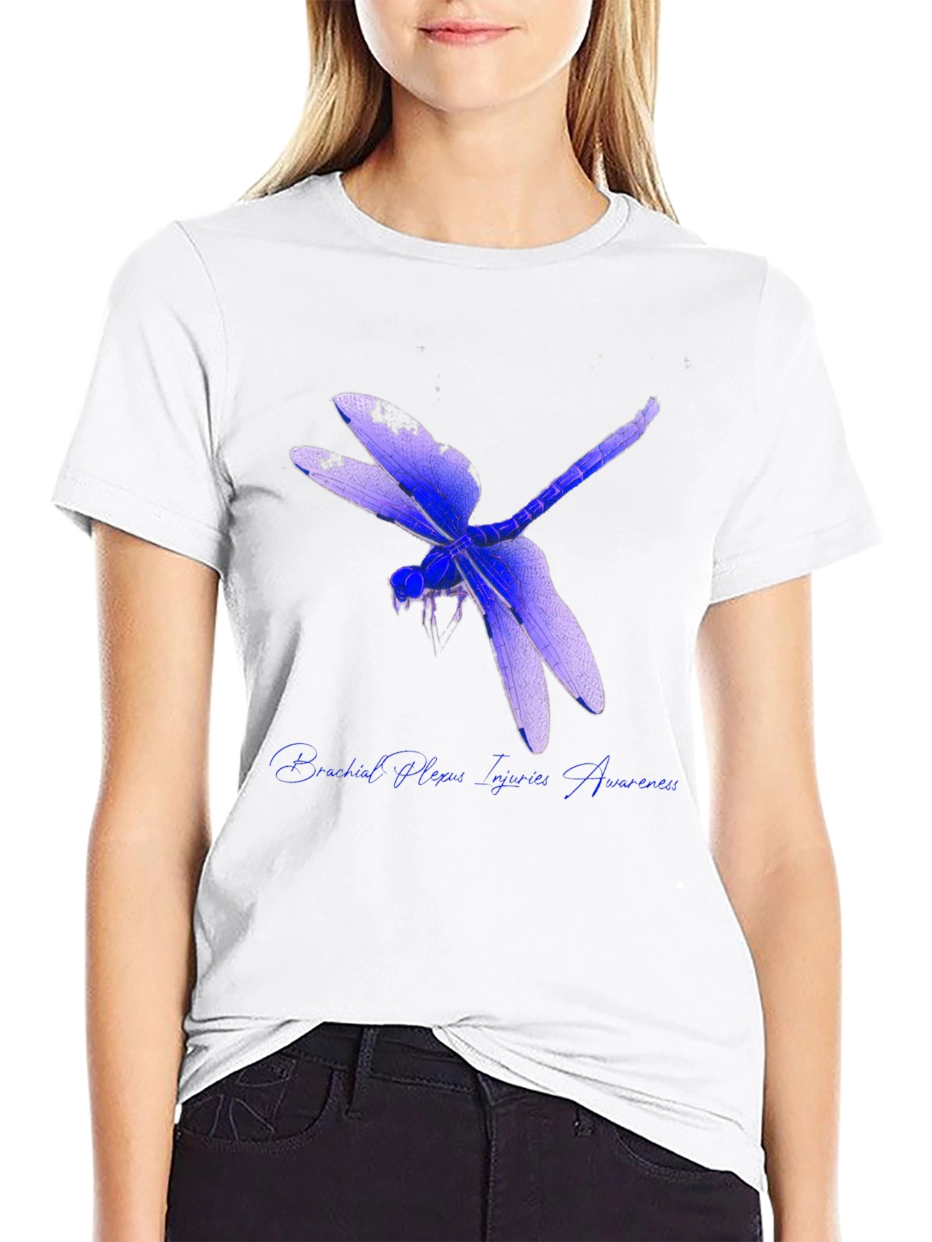 Black T-Shirt with Dragonfly Mental Health Awareness Design
